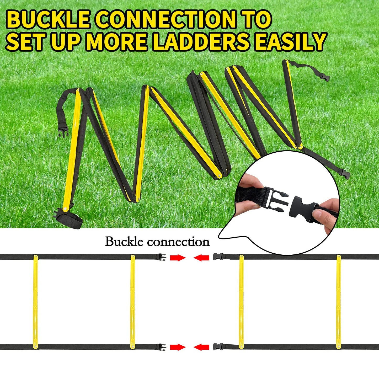 Socpuro Agility Ladder Speed Training Equipment 16FT 12 Rung Footwork Sports Agility Speed Ladder for Football Basketball Baseball with Carry Bag