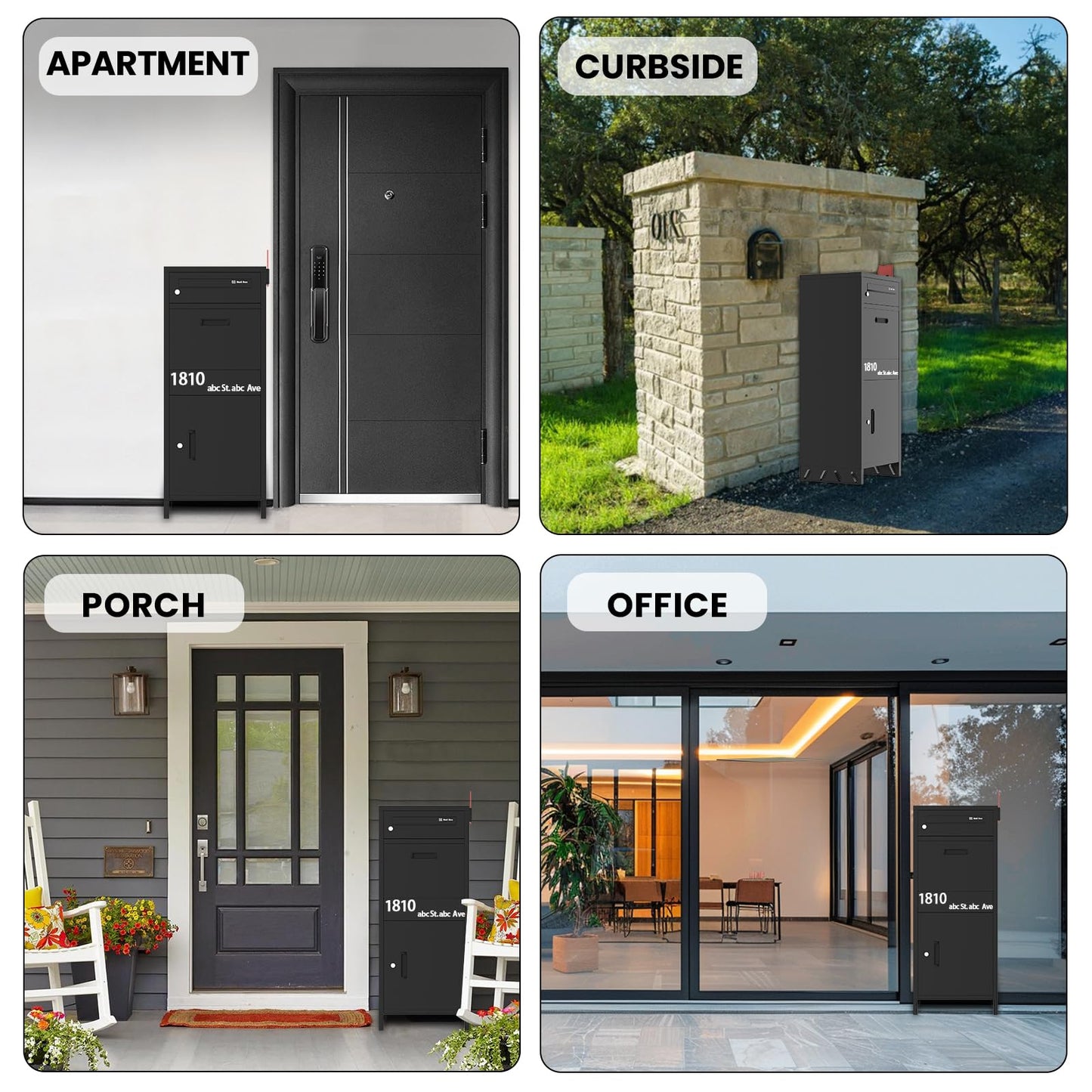 Package Delivery Boxes for Outside, Lockable & Waterproof Parcel Drop Box for Porch, Anti-Theft Mailbox with Custom Address Stickers,Assembly(14.5 * 17.5 * 43 in)