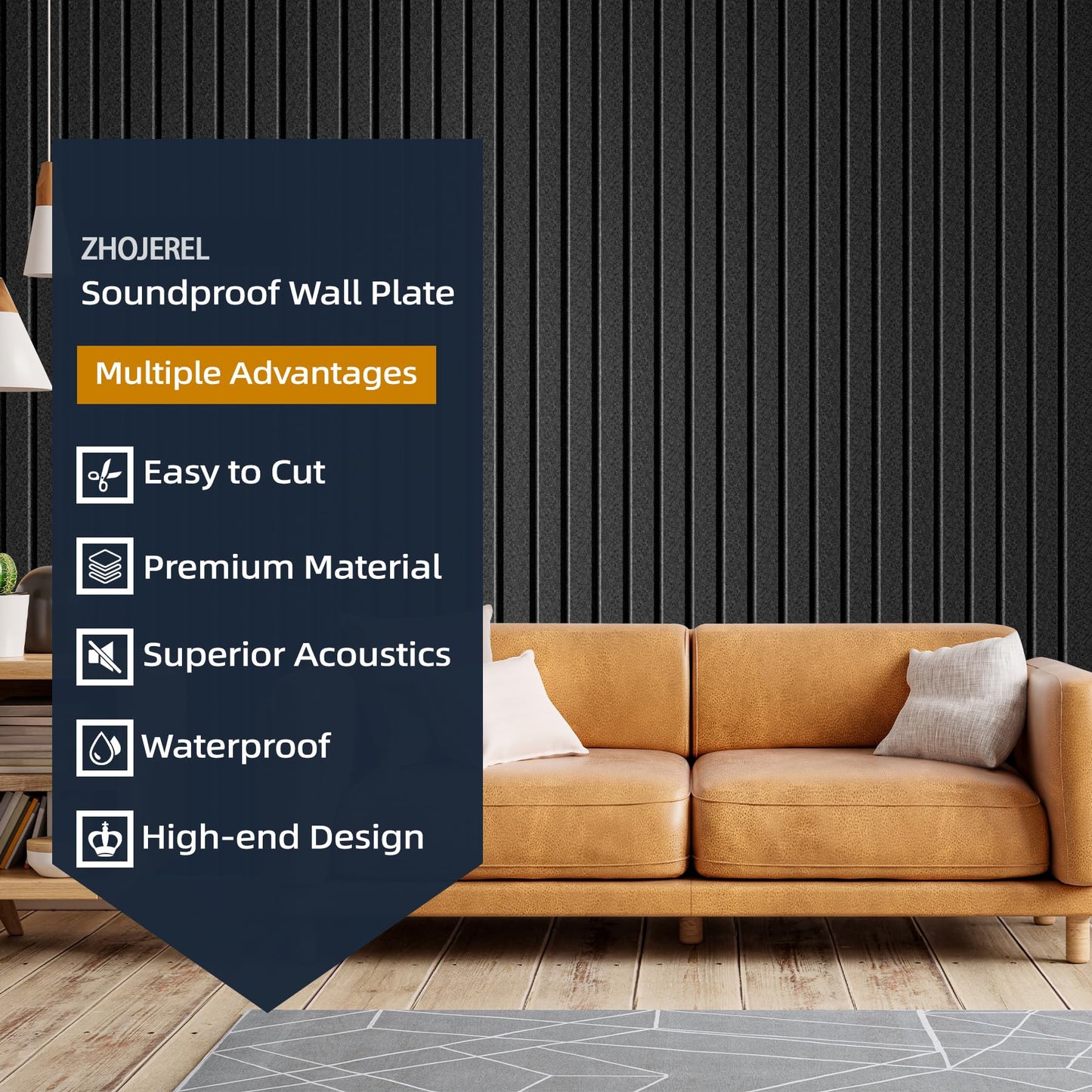 ZHOJEREL 10 Pack Sound Proof Foam Panels for Walls 47.2"x23.6" Large Acoustic Panels Sound Absorbing, Self-Adhesive Soundproof Wall Panels for Home Studio, Office, Recording, Black (10 Pack Black)