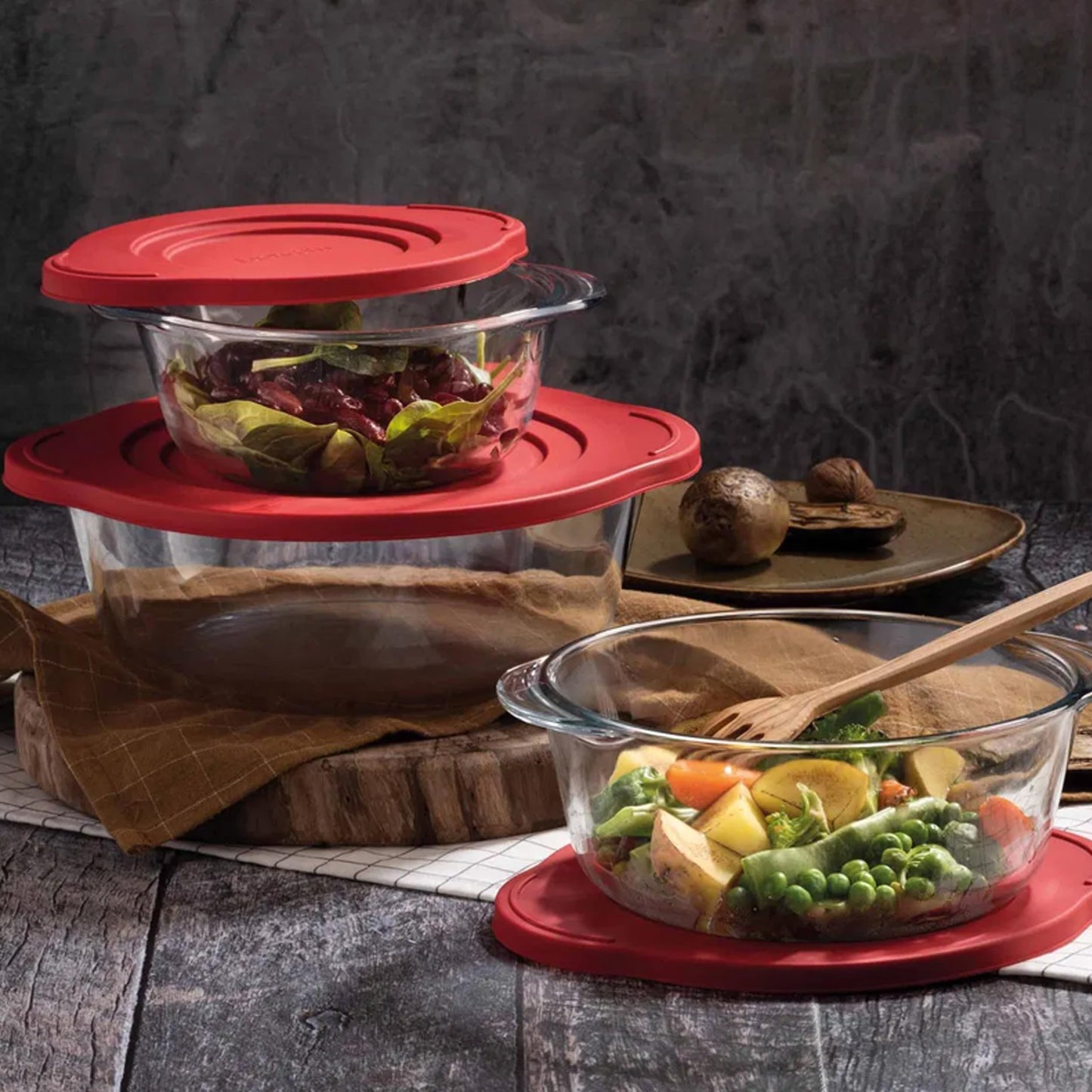 Ums 2.2 Quart Round Glass Baking Dish with Lid, Round Casserole Dishes for Oven with Lids, Borosilicate Glass Casserole Dish, Covered Casserole Dish with Lid, Food Storage Containers with Lids, Glass Storage Containers with Lids
