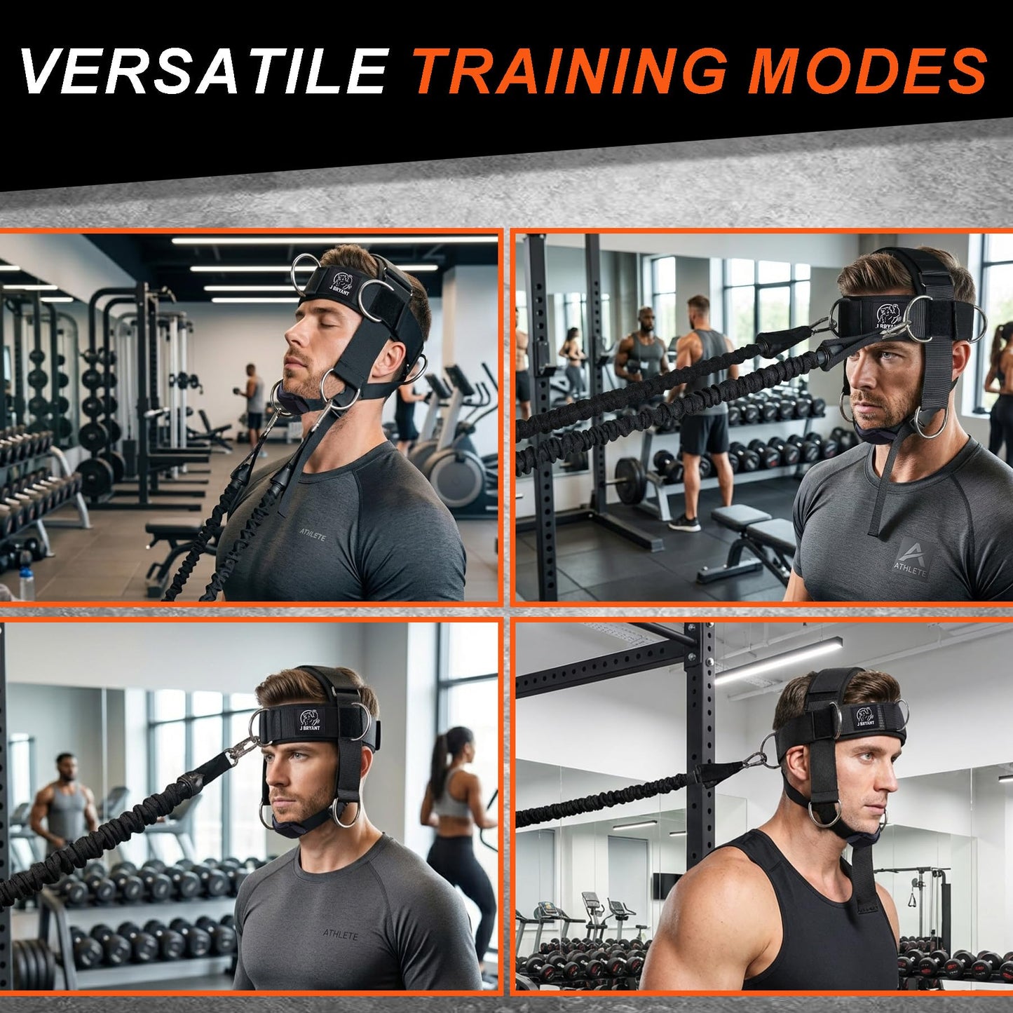 Neck Harness Adjustable Neck Strengthening Kit with Resistance Band & Door Anchor for MMA, Boxing for Weight Lifting, 6 D-Rings Multi-Directional Head Harness with Ear-Free Design
