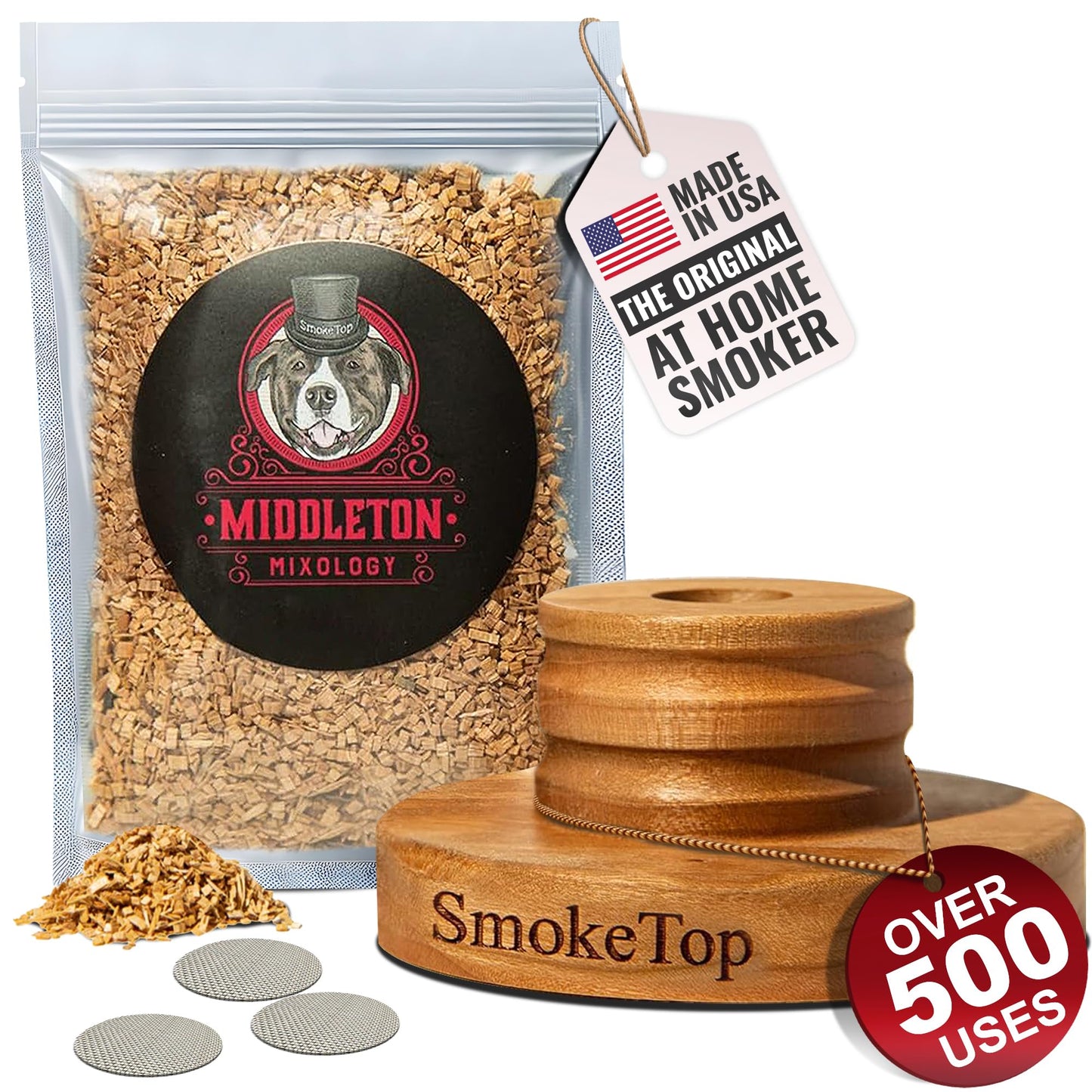 SmokeTop® Cocktail Smoker Kit - Old Fashioned Chimney Drink Smoker for Cocktails, Whiskey, & Bourbon With Sample Pack Of Wood Chips - by Middleton Mixology