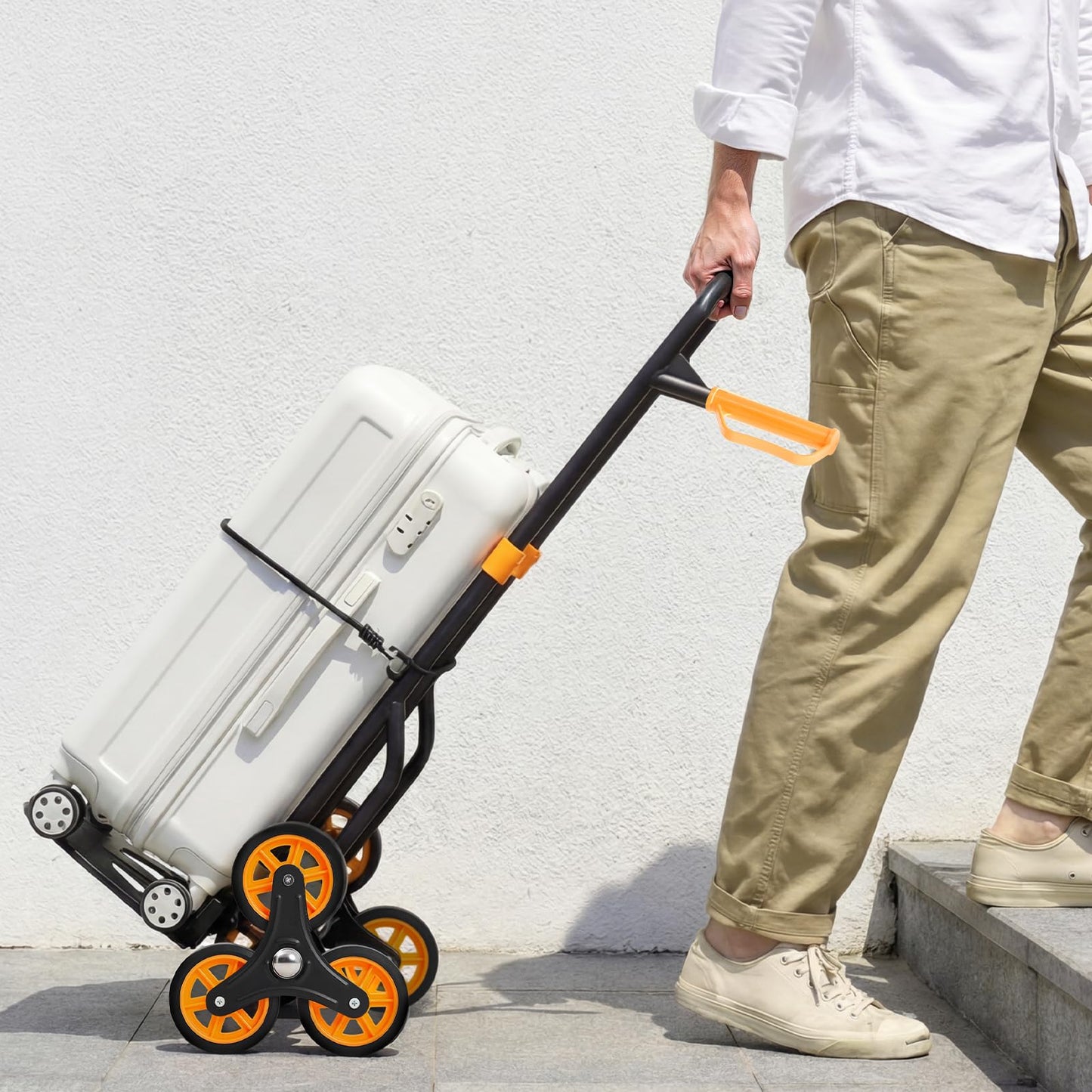 VEVOR Stair Climbing Cart 440 lbs, 330 lbs Stair-Climbing Capacity, Heavy-Duty Folding Trolley Cart with Telescoping Handle, 6 Wheels and 2 Bungee Cords for Home, Groceries, Warehouse