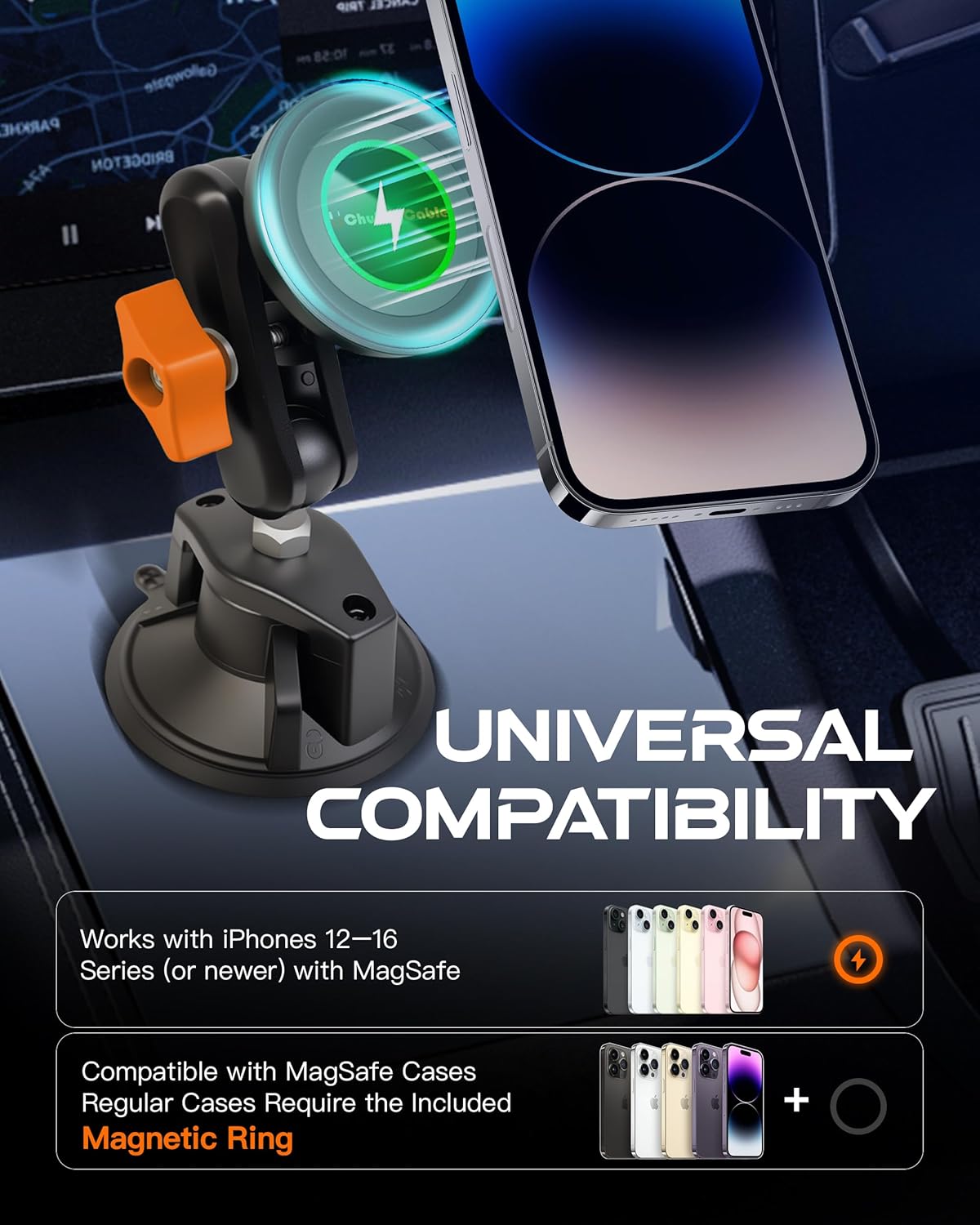 chubbycable 360 ChubbyGrip Magnetic Dash Mount Vacuum Magnetic Phone Holder for Your Car Adjustable Suction Cup Car
