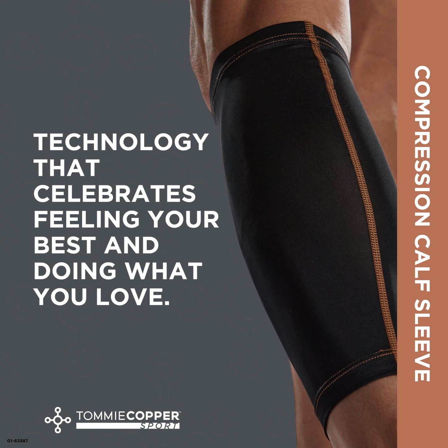 Tommie Copper Calf Compression Sleeve (S/M, Black), 15-20 mmHg, 4D Stretch & Non-Slip Fit for Targeted Support, Patented Copper Znergy Fabric, Anti-Odor Benefits, Breathable Design