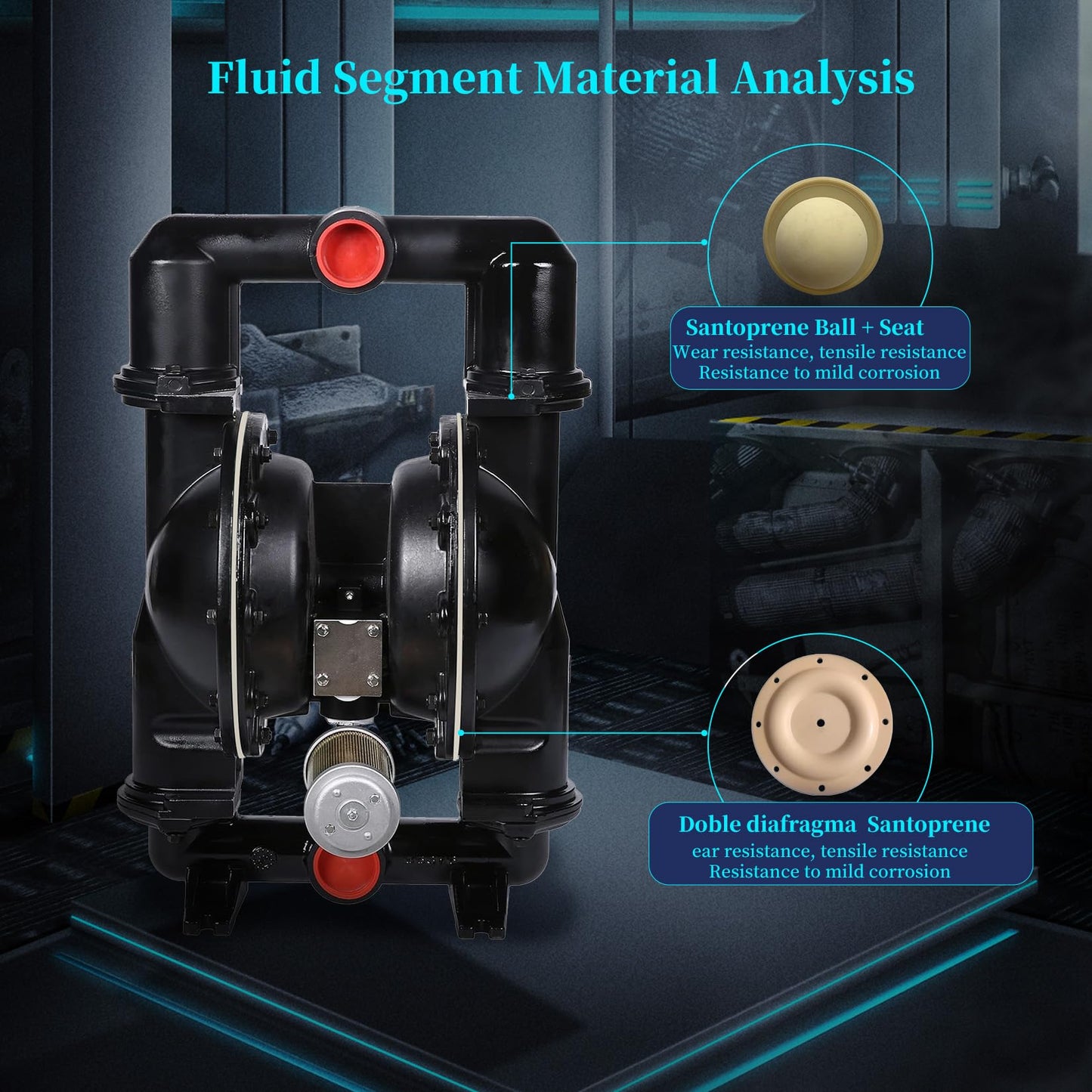 Pneumatic double diaphragm pump 2 inch inlet/outlet 172 gpm Aluminium fluid delivery pump for chemical and industrial waste oil fuel up to 120 psi aluminum alloy (QBY4-50Al)