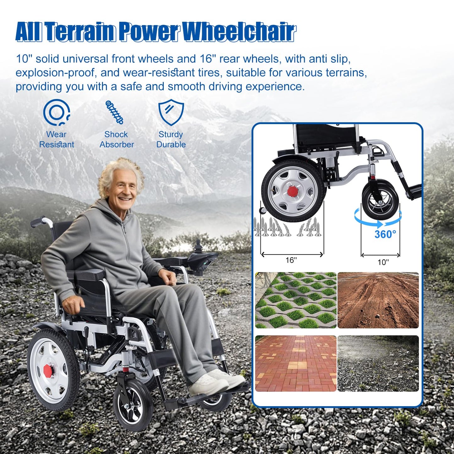 Electric Wheelchairs for Adults Lightweight Foldable Motorized Wheelchair for Seniors Support 330lb,500W Motor All-Terrain Power Wheelchair,Compact Size Travel Wheelchair Airline Approved