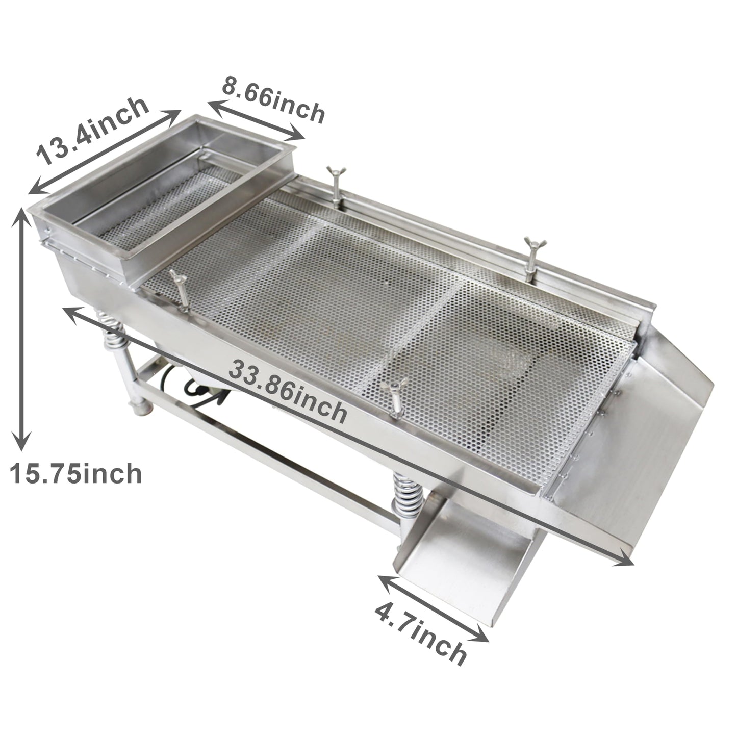 TECHTONGDA Straight Vibrating Sieve Screen Shaker Electric Linear Sifter Machine Stainless Steel One Layer One Motor 0.5mm Screen Size 11.8×29.5inch 110V
