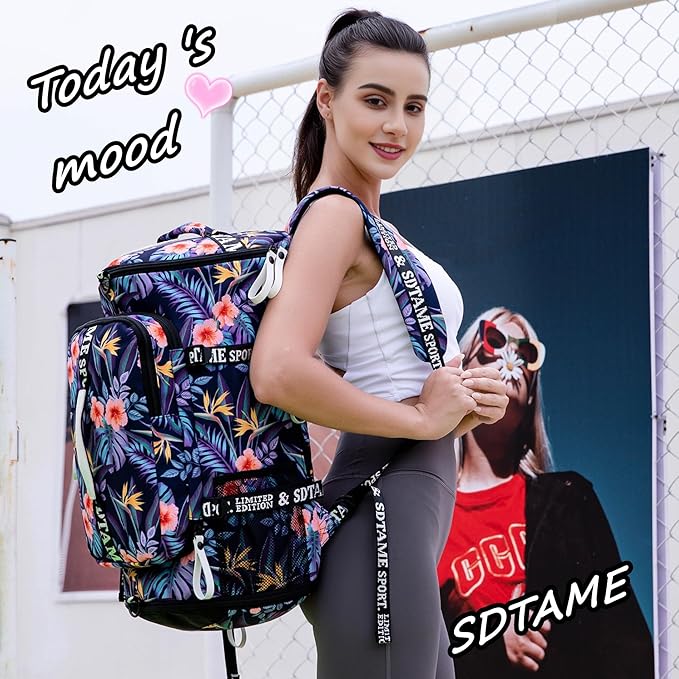 Gym Duffle Bag Backpack with Shoe Compartment,4 ways Travel Backpack for Women and Men,Multi-Functional Weekender bag with Waterproof Layer&Laptop Compartment for Fitness, Travel,Camping