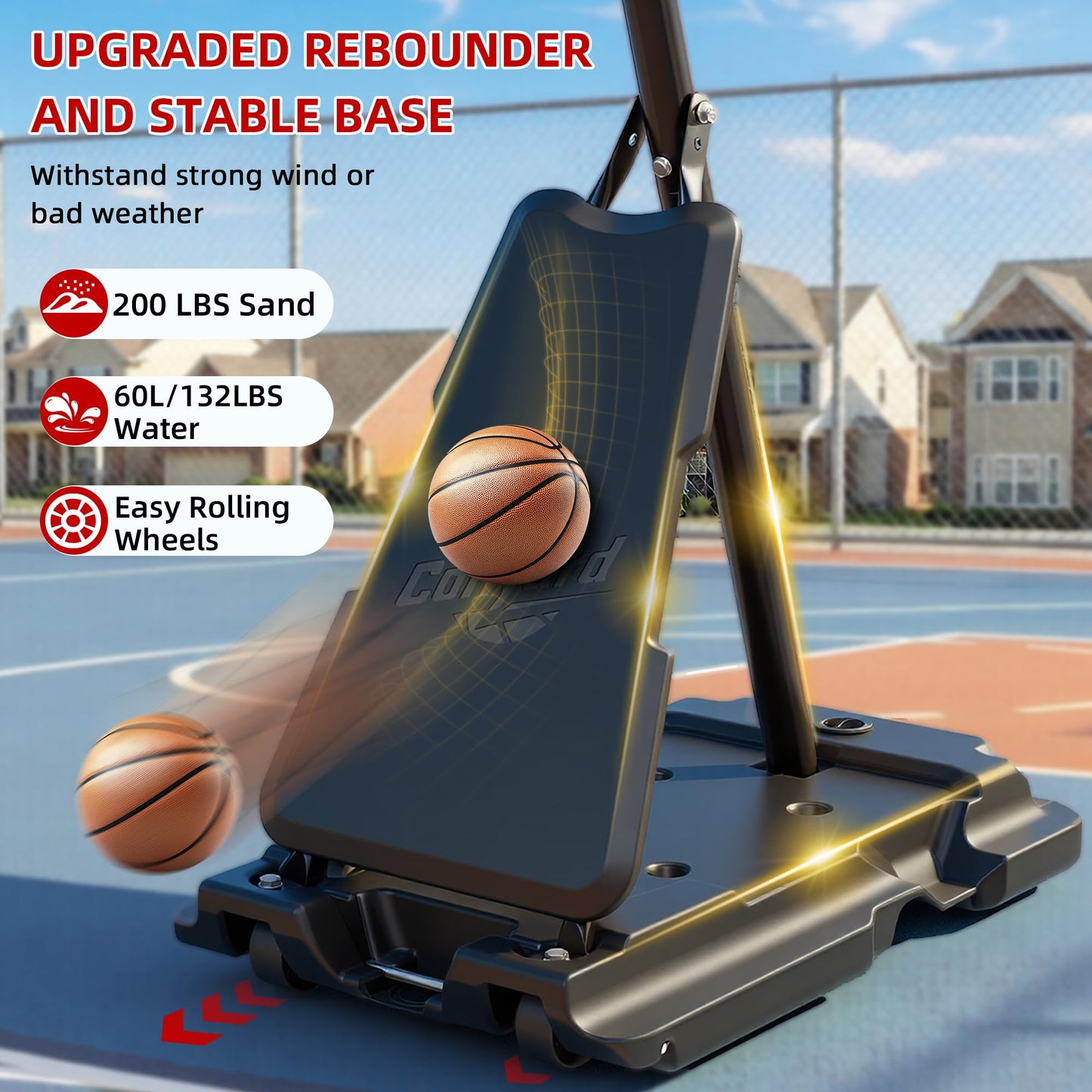 Cofiyard Basketball Hoop Outdoor with 44&48&54In Shatterproof Backboard, 5.25-10FT Height Portable Basketball Hoop with Sandbag, Adjustable Basketball Goal System