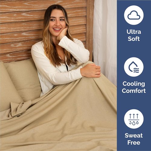 Cal King Size Sheet Set by Skiennix - Comfy Breathable Cooling Bedding - Luxury Tan Color with Deep Pockets