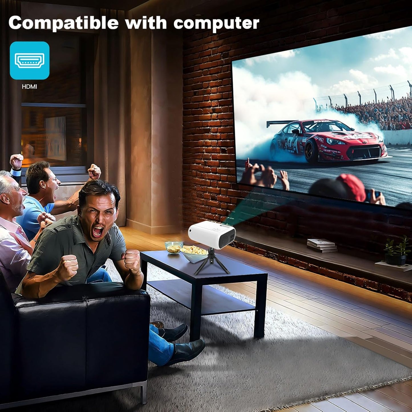Chicdaze 1080P, 150ANSI, 26"-120" W70 Mini Projector, Portable Projector Support Full HD Movie Projector with Bult