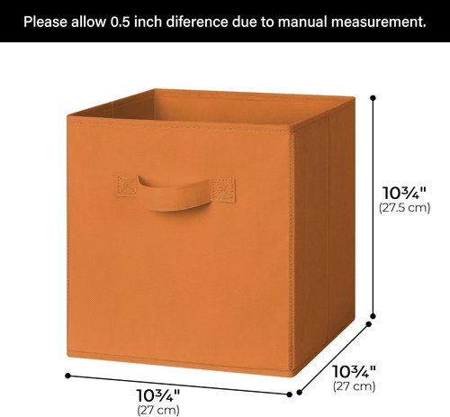 Granny Says Cube Storage Bins - 11 Inch Fabric Organizers with Handles | 6-Pack in Yellow & Orange