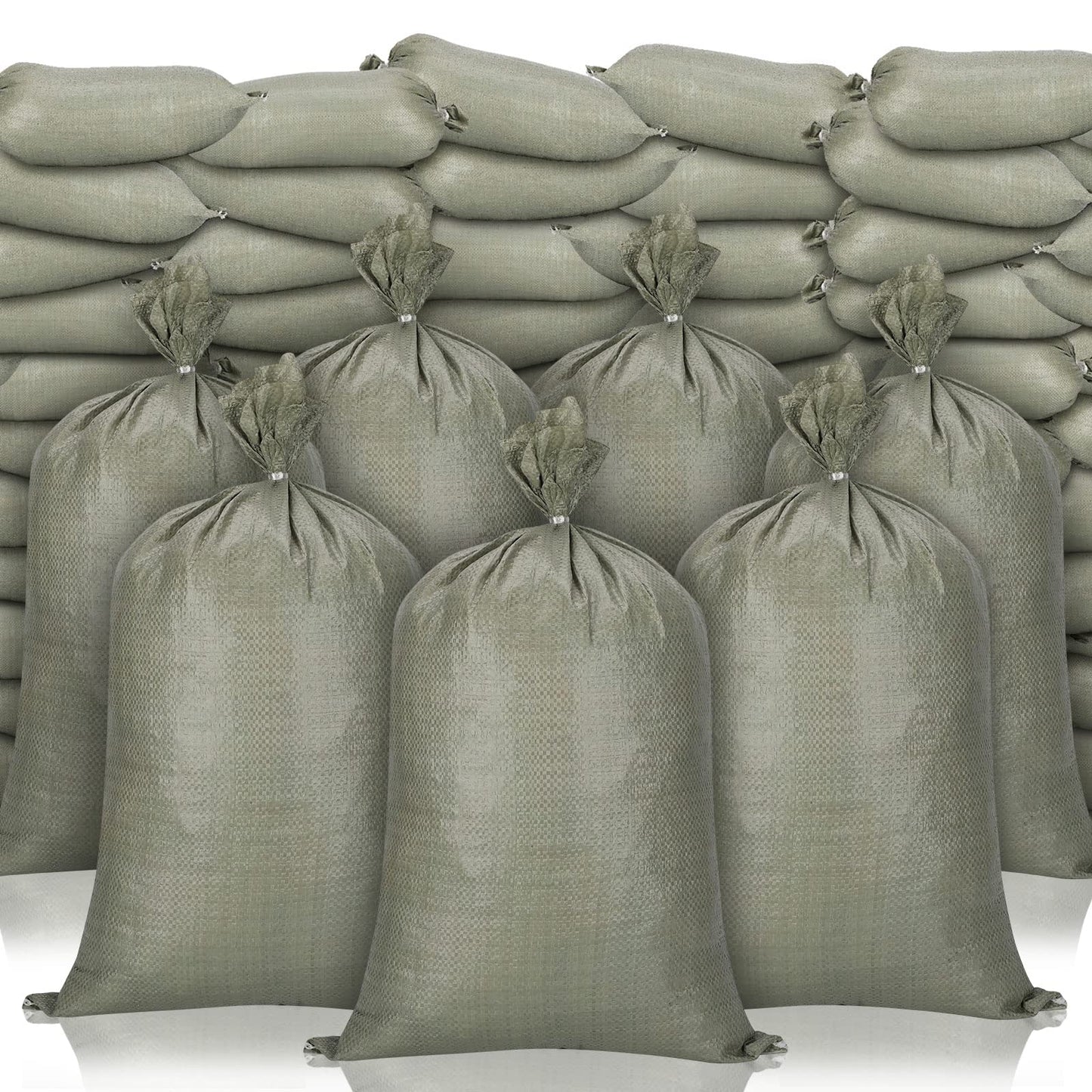 Nuenen 200 Pcs Empty Sandbags Heavy Duty Sand Bags with Ties Woven Polypropylene Sand Bags Bulk for Flooding 16 x 26 Inches Sandbag Flood Protection for Emergency Hurricane Supplies(Green)