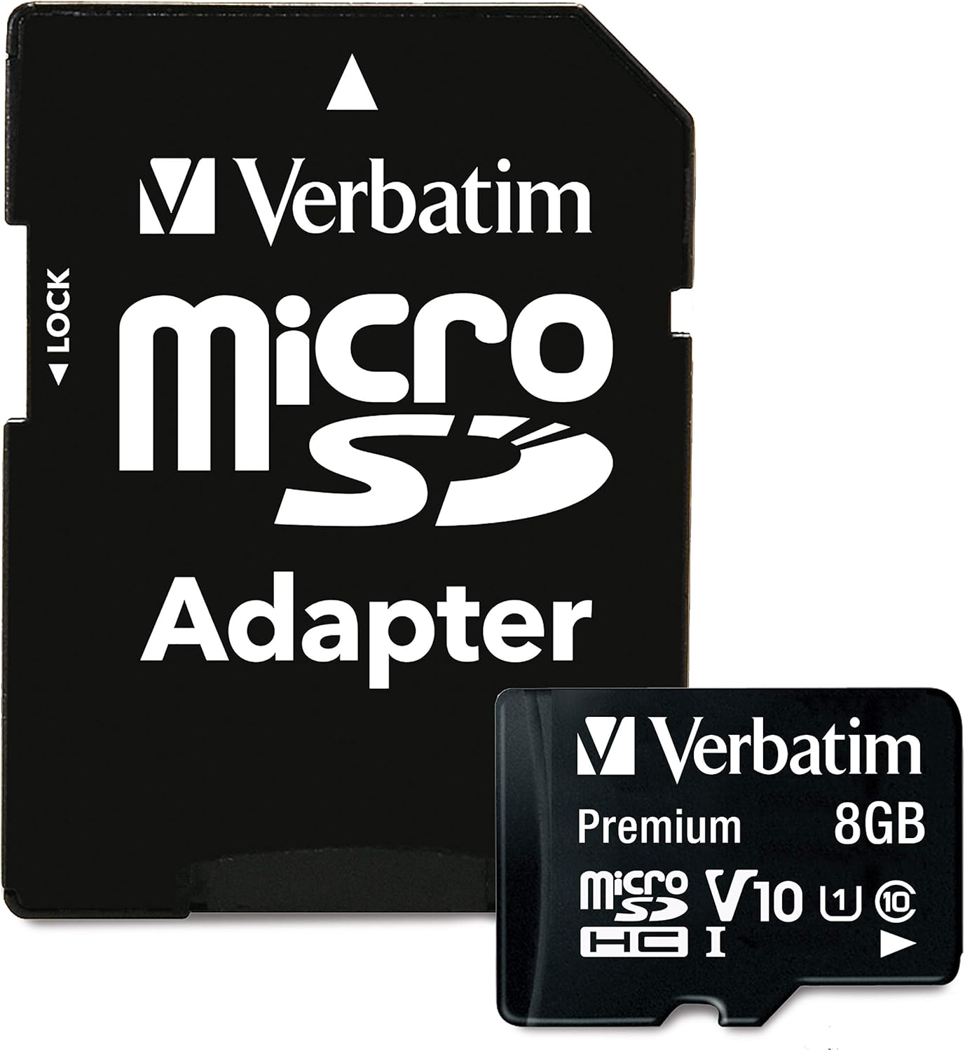 Verbatim 8GB V10 10 (1080p) U1 80MB/s Premium microSDHC Memory Card with Adapter UHS-I Class Supports Full HD Speed
