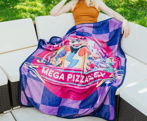 Five Nights At Freddy's Mega Pizzaplex Fleece Throw Blanket | Soft Polyester Cover for Sofa, Bed | 50 x 60 Inches