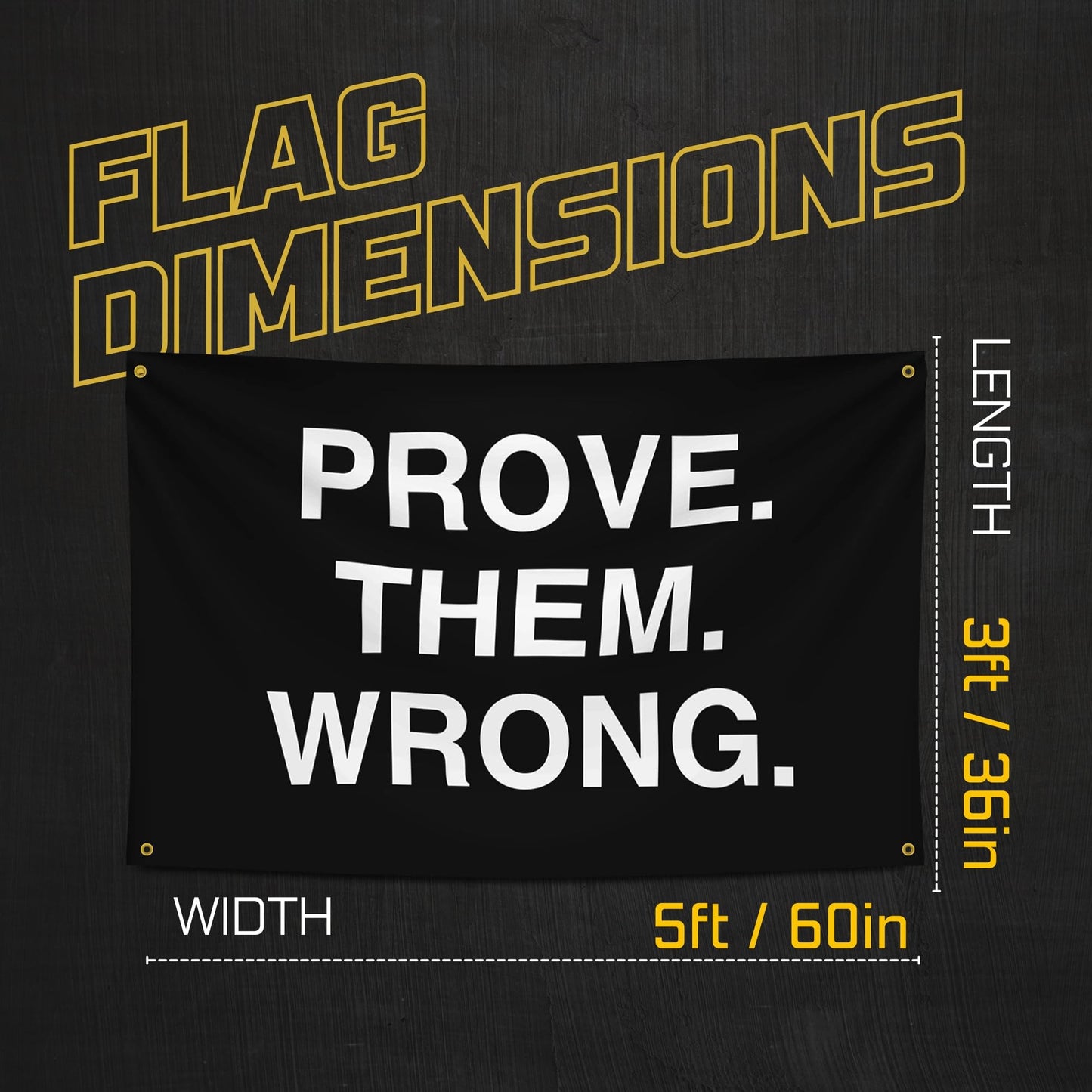 Gold Trident Flags Prove Them Wrong Motivational Gym Banner – Discipline Poster for Gym, Dorm, Home Workout Space – Cool Fitness Wall Decor – Durable Polyester, Double Stitched Flag – 3x5 Feet