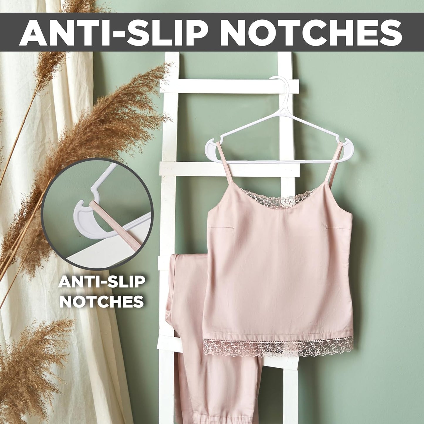 Utopia Home Plastic Hangers - Heavy Duty Non-Slip Hangers for Shirts & Pants | 50 Pack in White