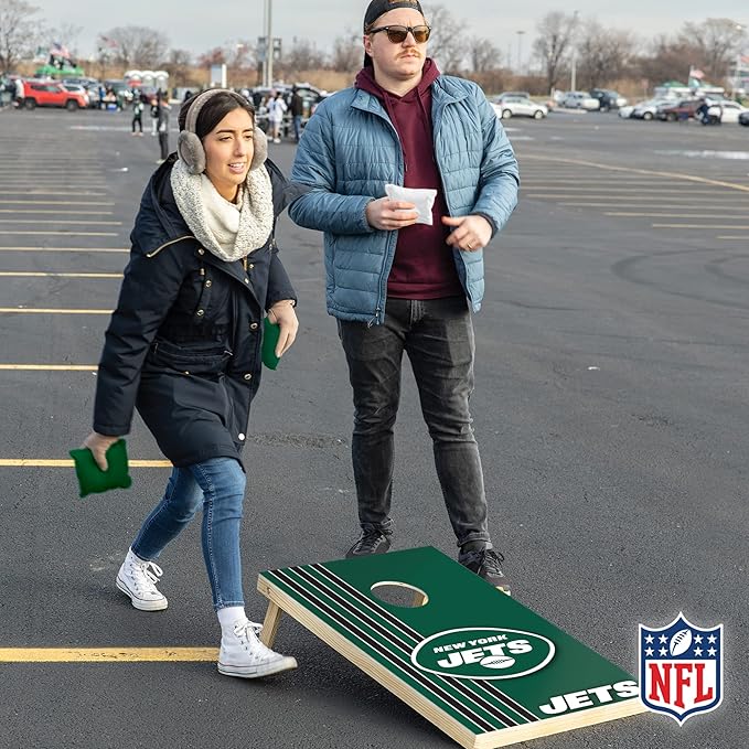 NFL 2' x 3' Solid Wood Cornhole Set with Direct Print HD Team Graphics – Great Gift for Any Football Fan! Bean Bag Toss Family Outdoor Games