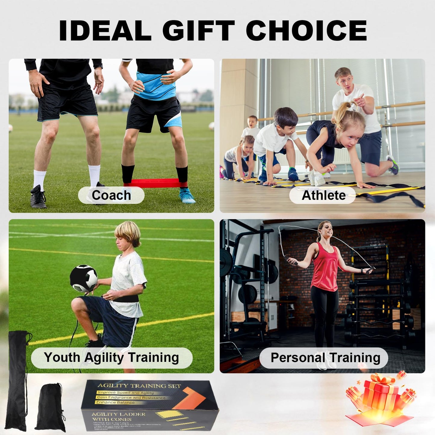 grestar Speed Agility Training Equipment Set, Agility Ladder 20ft, 12 Football Cones, Soccer Kick Trainer, Jump Rope, 5 Resistance Bands, Football Soccer Basketball Fitness Drills for Kids Adults
