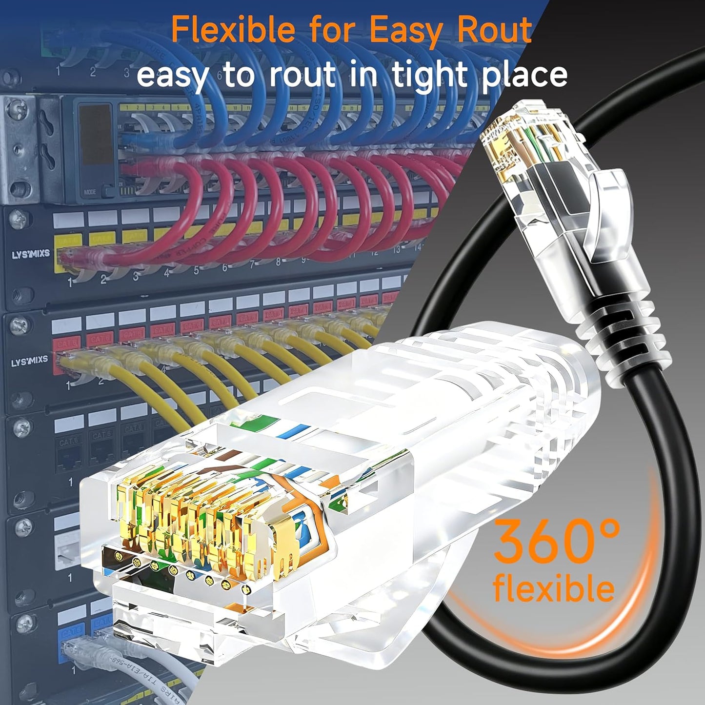Lysymixs Cat6 10 (10 Pack) 10G Ethernet Cable ft - Network Patch Cable for Data Centers, Home and Enterprise Networks