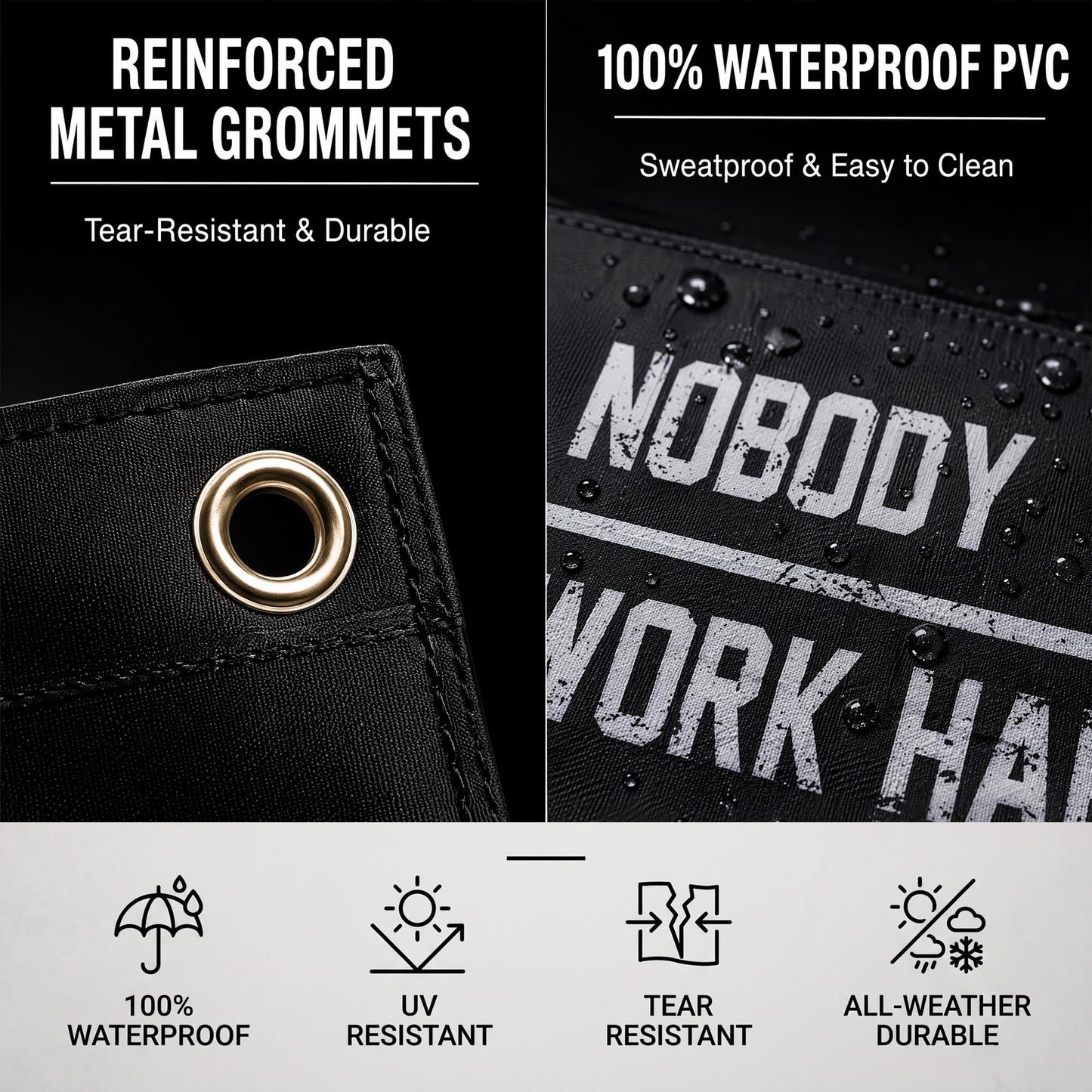 Nobody Cares Work Harder Motivational Banners Kit Three Different Incentive Flags for Gym Office Garage Decor Indoor/Outdoor Poster Style Banner with 4 Grommets - Heavy-Duty 13oz Vinyl(3 x 5 FT)