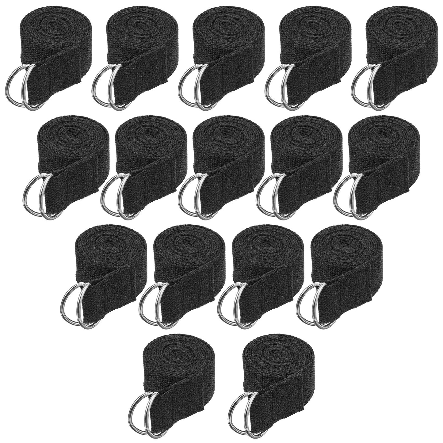 16 Pcs Yoga Strap for Stretching Bulk 6ft Exercise Stretch Band with Metal D Ring Adjustable Pilates Non Elastic Yoga Stretch Belt for Women Men Physical Fitness Gym Workout Dance