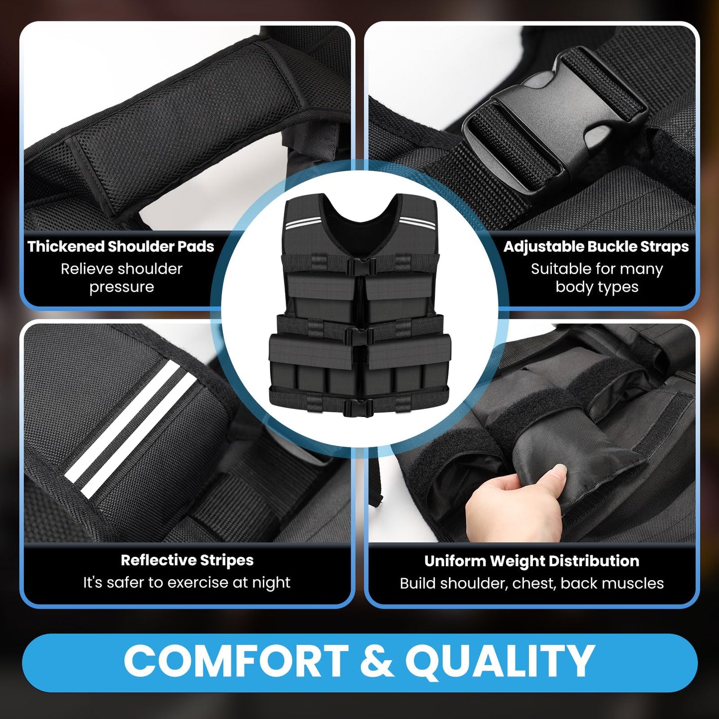 DMDG Adjustable Weighted Vest for Men Woman With Shoulder Pads 2lbs-30lbs, Weight Vest For Walking, Rucking, Cross Training, Running, Muscle Building - Breathable, Comfortable, Washable(2LB-30LB)