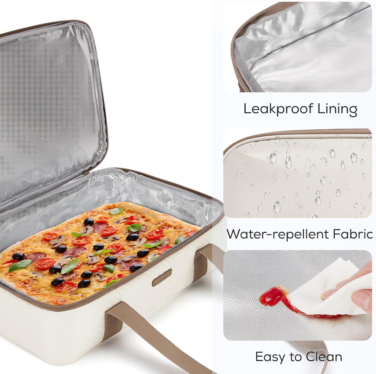 TOURIT Double Decker Insulated Casserole Carrier - Expandable Thermal Food Carrier for 9" x 13" Dishes