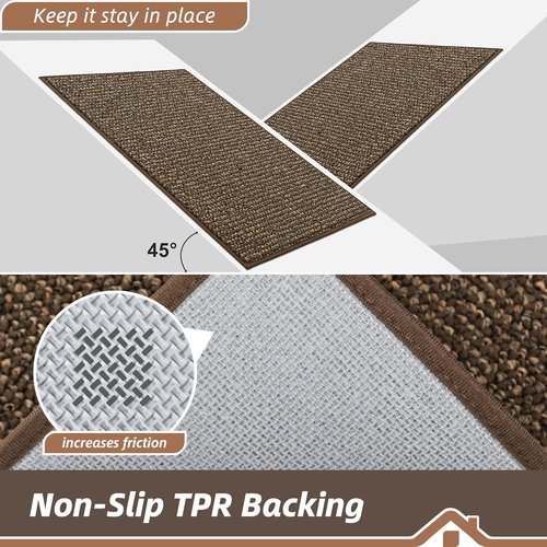 BEQHAUSE Dirt Trapper Door Mat - Non-Slip, Washable Entryway Rug | 17" x 30", Brown, Low Profile