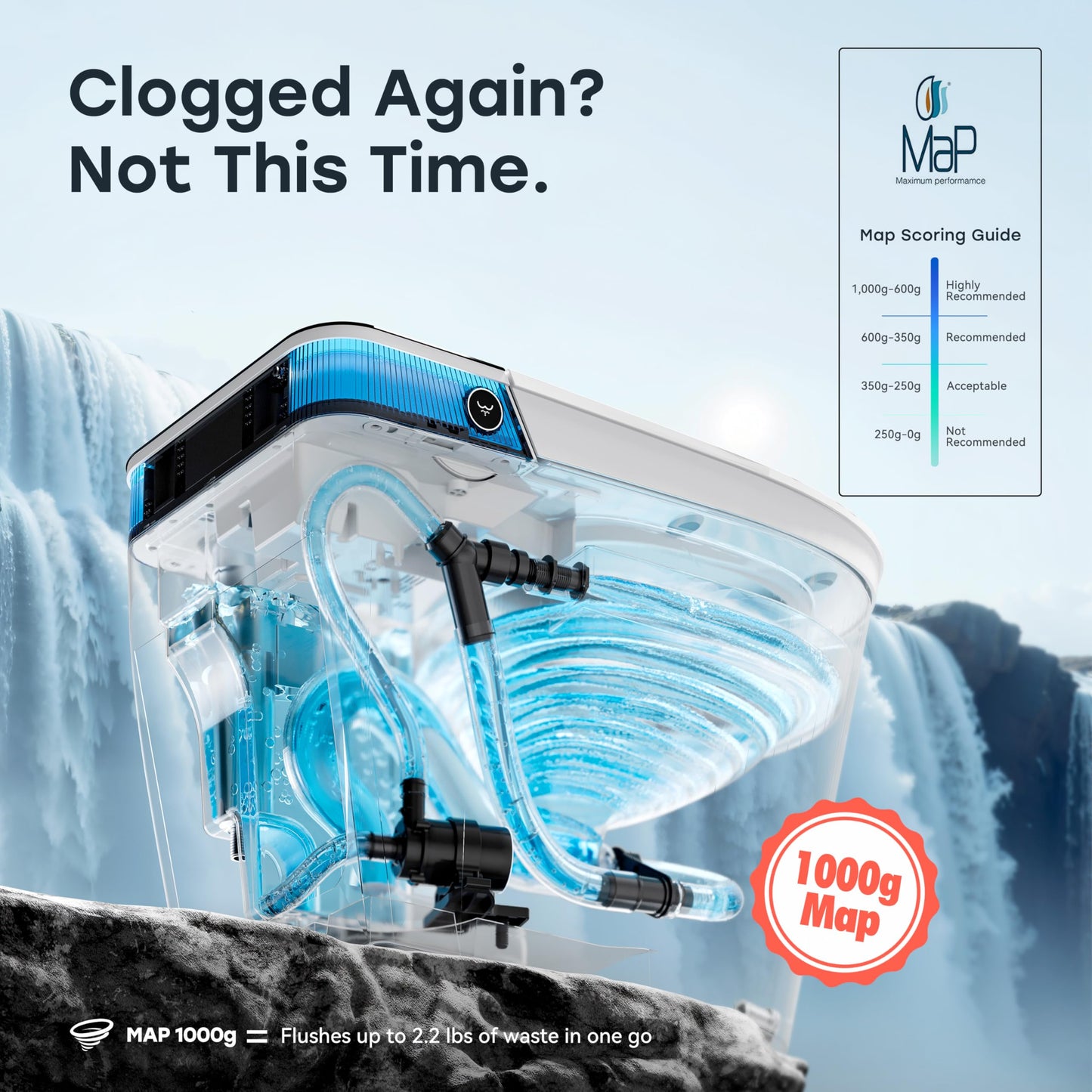 HOROW Artistic Bidet Toilet, Smart Toilet with ADA Chair Height, MAP 1000g Powerful Flush, Auto Open/Close Lid, Instant Warm Water, Elongated Heated Seat, Deodorization
