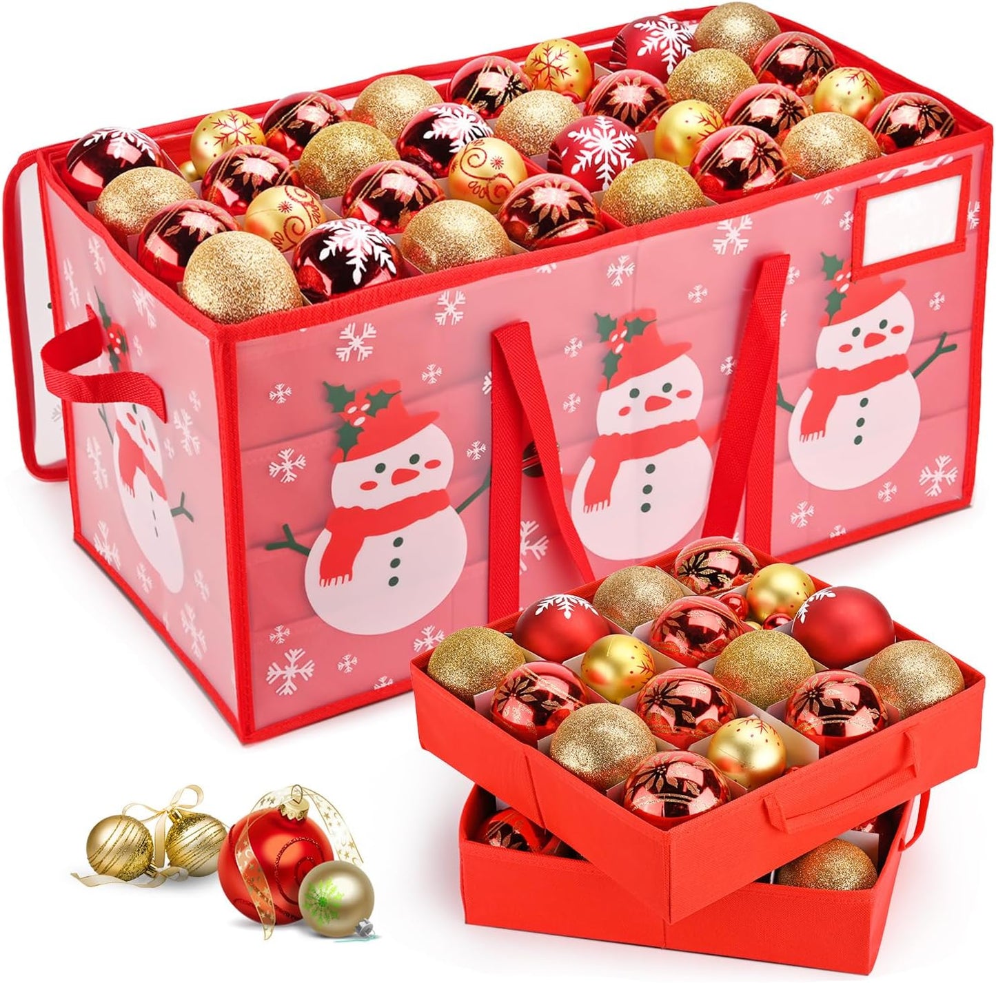 Regine Switzerland Christmas Ornament Storage Box - Waterproof Organizer with Adjustable Dividers | Holds 128 Ornaments