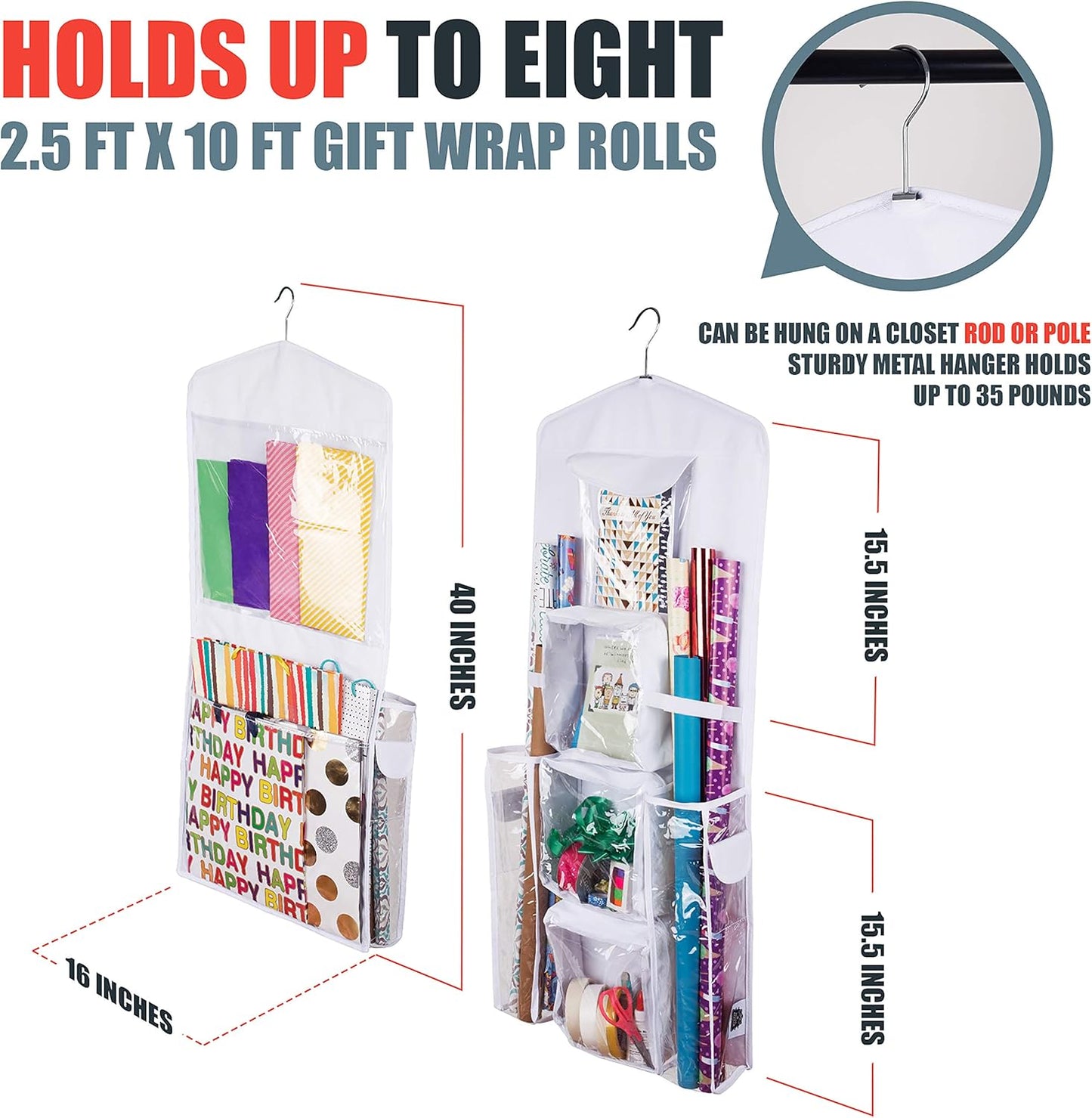 Regine Switzerland Double-Sided Gift Bag & Wrap Organizer - Stylish White Design