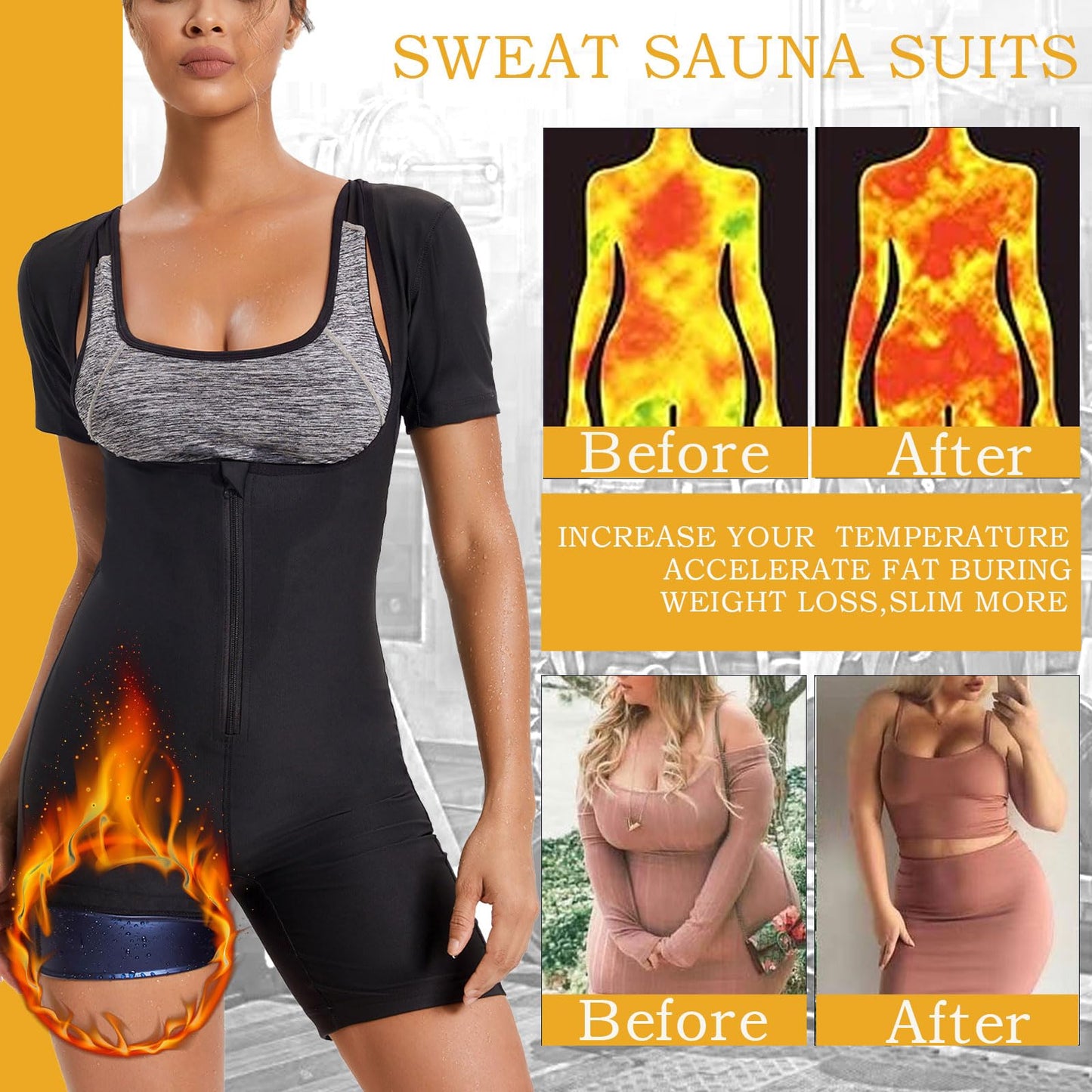 Sauna Suit for Women Full Body Jumpsuit Waist Trainers for Women Belly Fat Workout Sweat Suit XL
