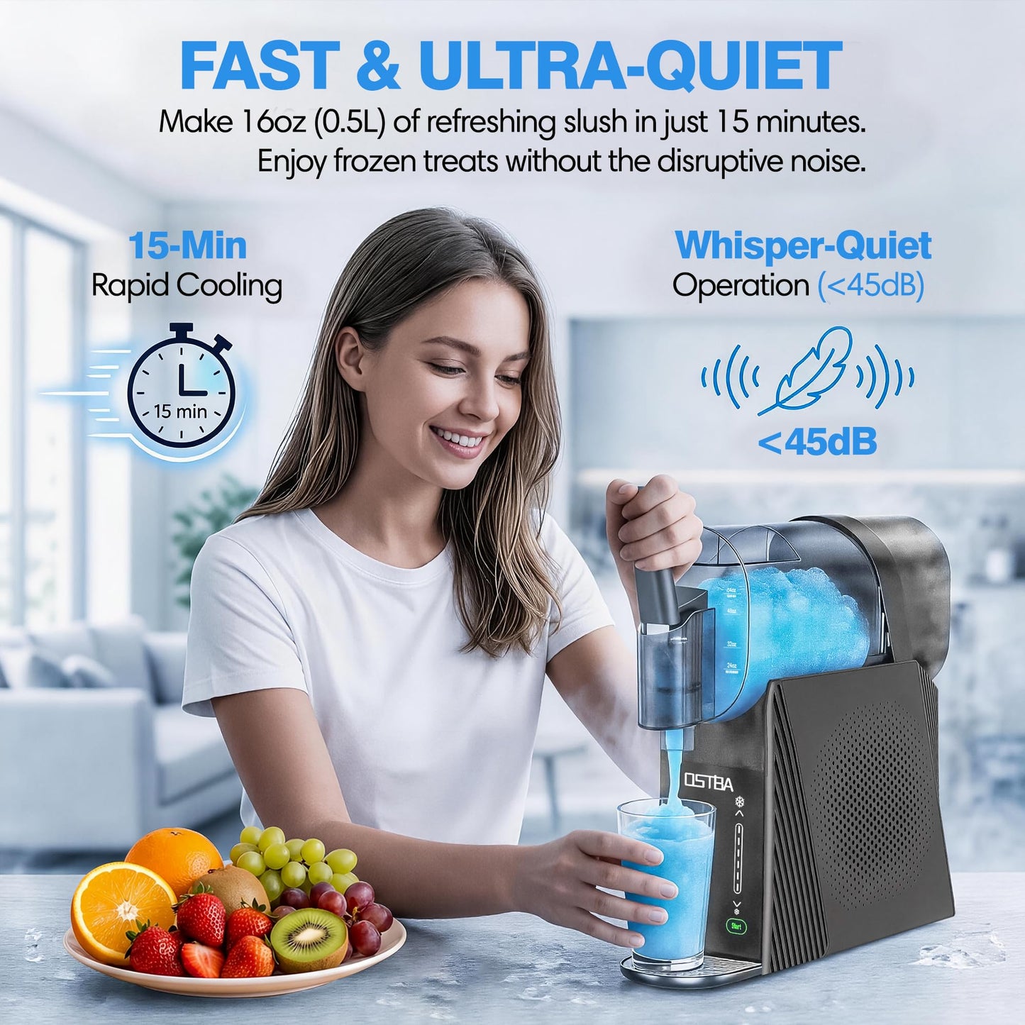 Slushie Machine-88oz Slushy Machine for Home, Frozen Drink Maker, No Ice Needed, One-Touch Slush Machine with 6 Preset Programs Self-Clean Function for Margarita, Smoothie, Milkshake, Frozen Cocktails