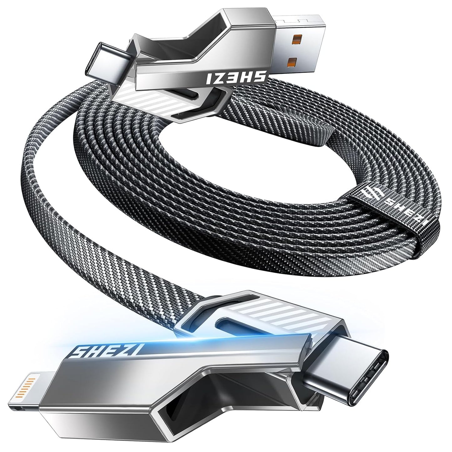 4-in-1 60W iPhone/Samsung/iPad,3FT [One is Enough] Compatible with USB C to Lightning Cable, High-Speed Charging & Fast