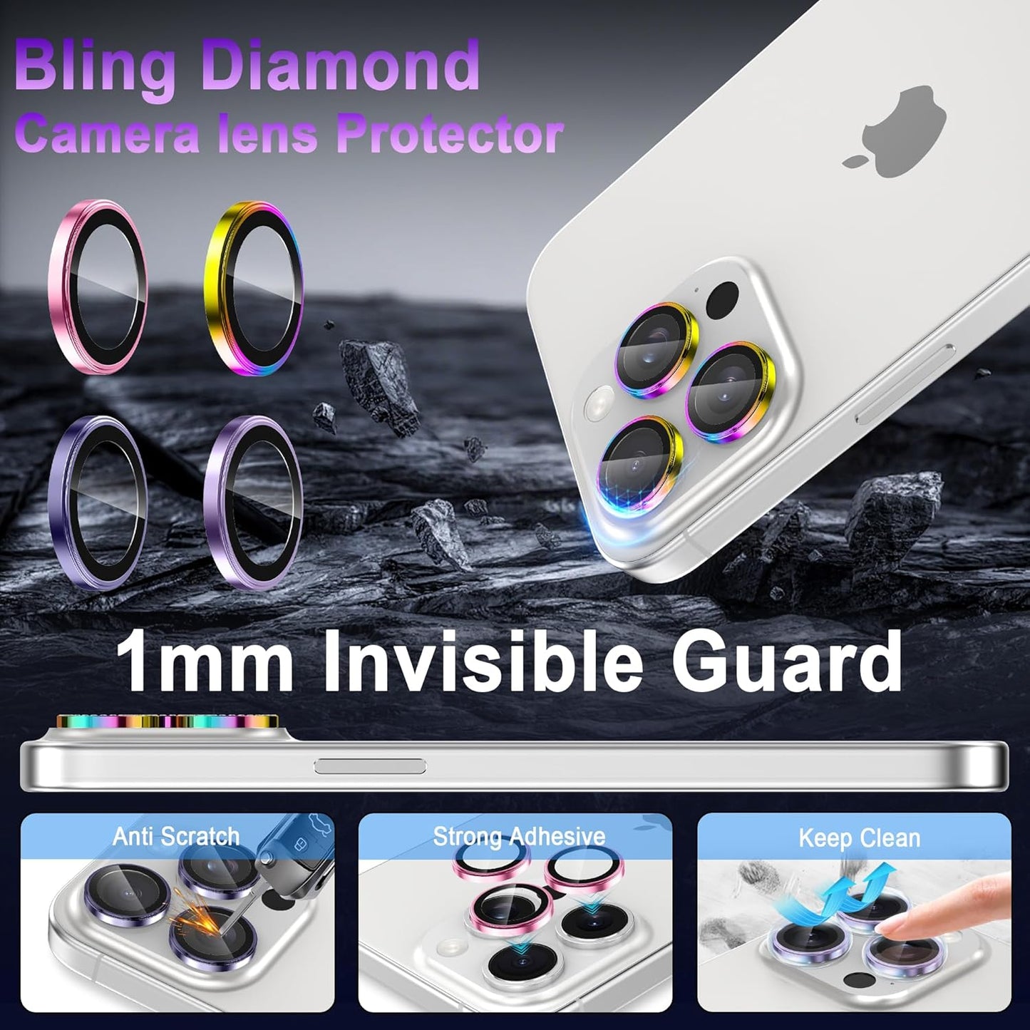 Casetego 16 16 Protector,9H for iPhone Pro Max/iPhone Pro Camera Lens Hardness,Scratch Resistant,Ultra-thin Tempered