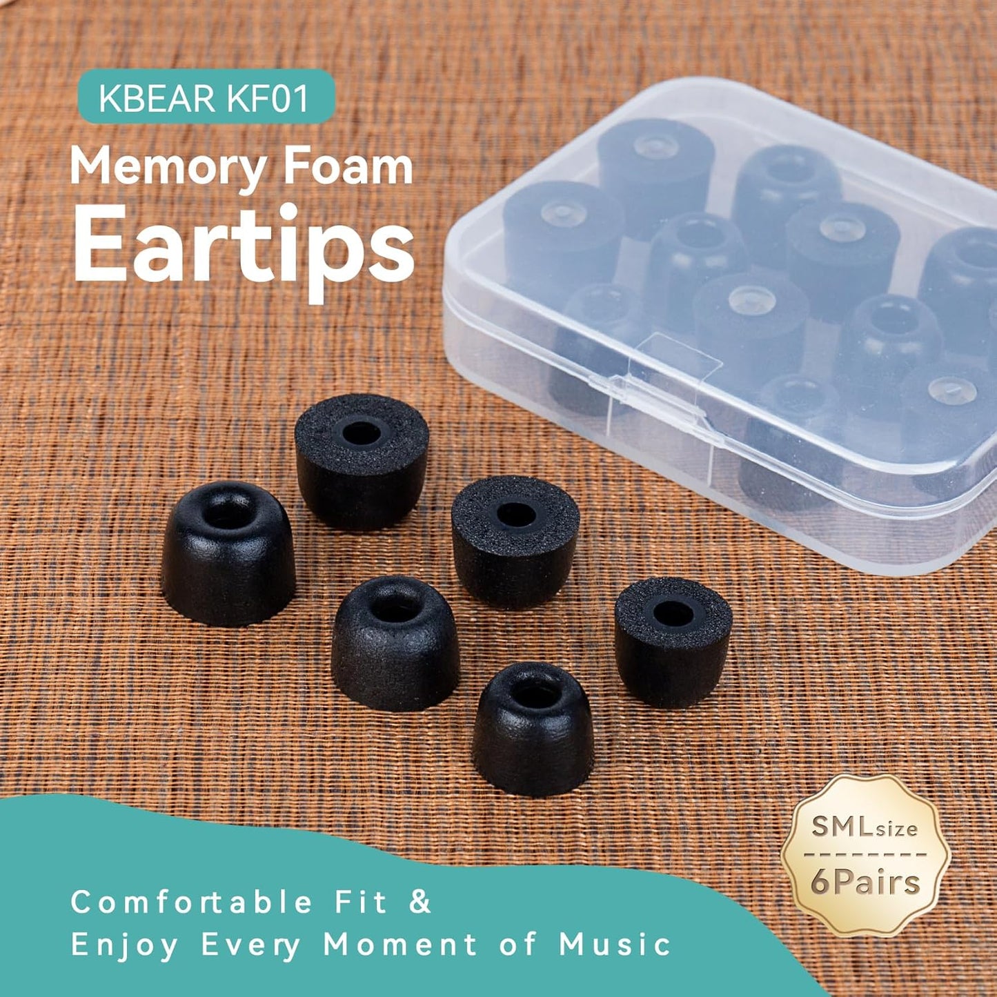 YINYOO 6 ZS10 KF01 DC02, KS1, AS16, Pairs KZ Pro Earbud Tips, KBEAR Memory Foam Noise Canceling IEM Ear tips for in ear