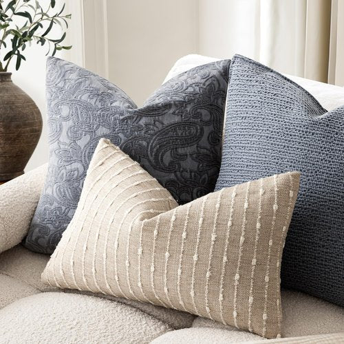 Foindtower Pack of 2 Decorative Jacquard Boucle Lumbar Throw Pillow Covers Accent Textured Striped Pillowcases Cozy Boho Cushion for Couch Sofa Bedroom Living Room Home Decor 12x20 Inch Natural Beige