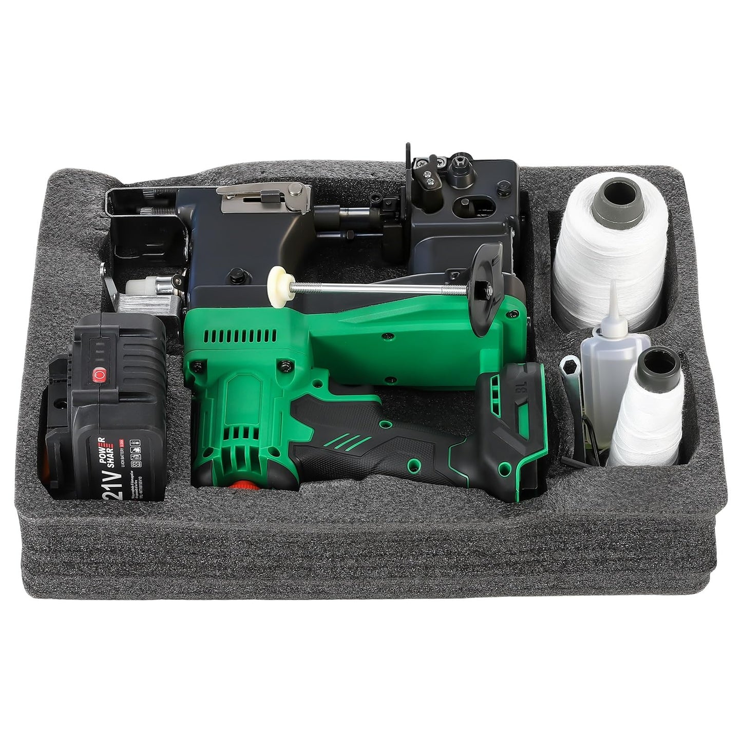 Cordless Bag Closing Machine with 2x3.0A Batteries, Brushless Motor, Battery Bag Sewing Machine Portable Bag Closer Stitcher Packing Machine for Feed Sacks, Rice Bags, Burlap Sack