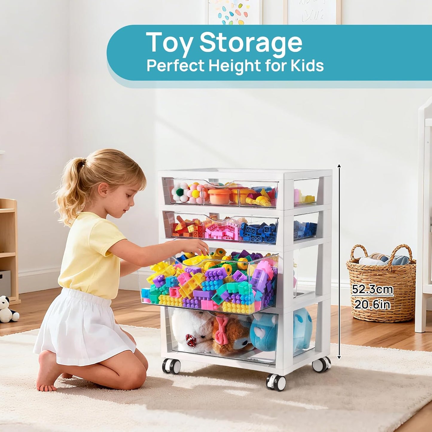 Vtopmart 4-Tier Rolling Drawer Cart - Versatile Storage Organizer for Home, Office & Crafts