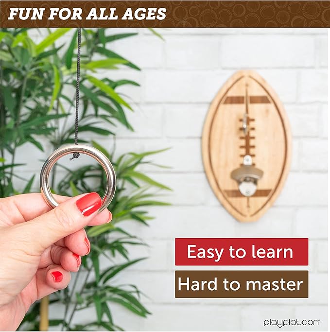 Play Platoon Hook and Ring Toss Bar Game for Adults - Wood Toss Ring Game for Adults - Perfect Home, Basements, & Bar Gifts