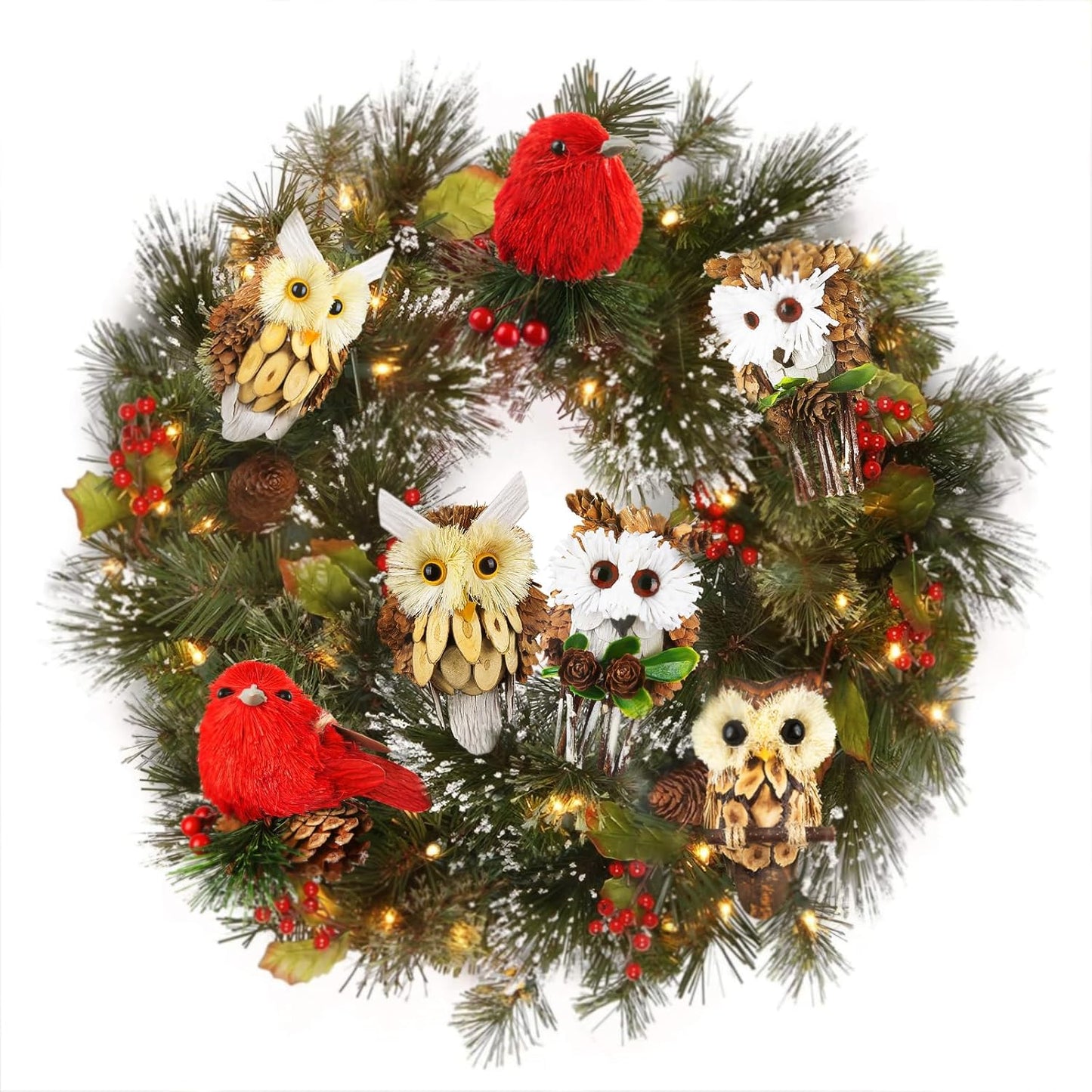 Woodland Christmas Ornaments by [Brand Name] - Handmade Rustic Owl Decorations | 4-Piece Set