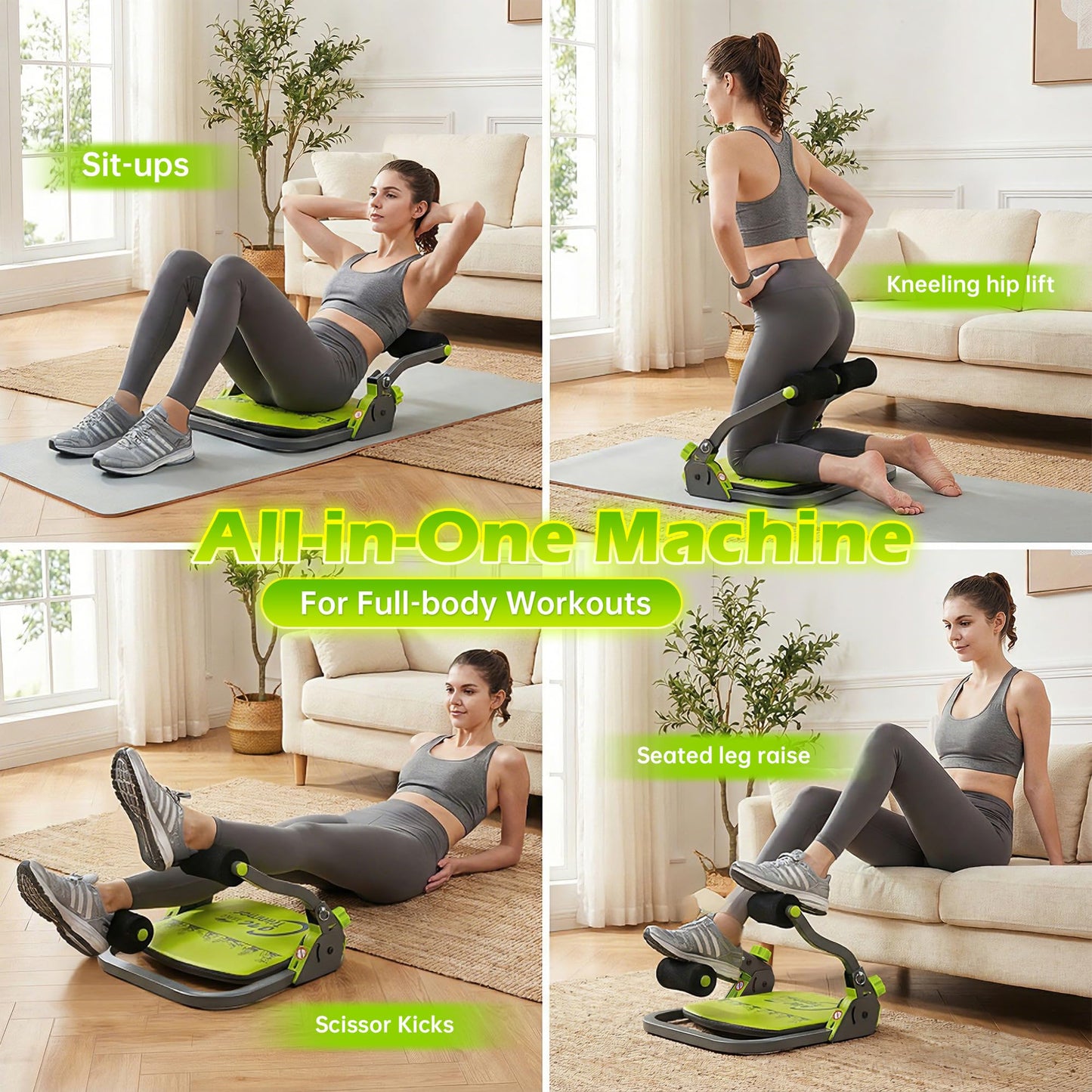 leikefitness Ab Trainer, Ab Machine, Ab Workout Equipment, Sit Up Machine, Core Muscle Trainer with Multi-Mode Full-Body Workouts, No-Assembly Foldable Design & Adjustable Auto-Rebound for Home Gym