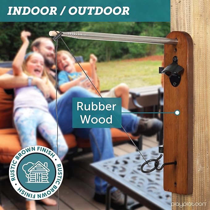 Play Platoon Hook and Ring Toss Bar Game for Adults - Wood Toss Ring Game for Adults - Perfect Home, Basements, & Bar Gifts