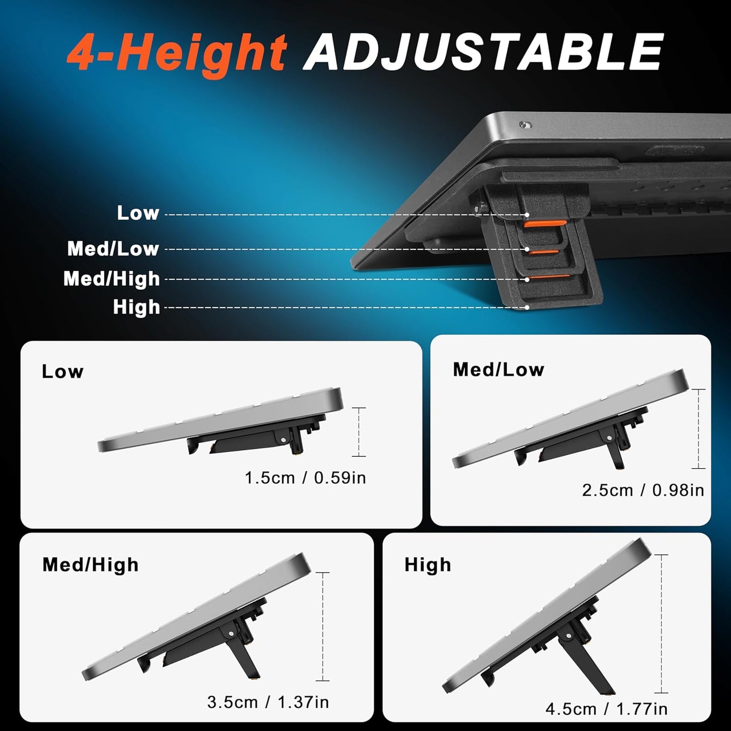 MEKASS Computer Keyboard Stand for Desktop, Adjustable Keyboard Riser, Extendable Holder, Non Slip, Ergonomic Office