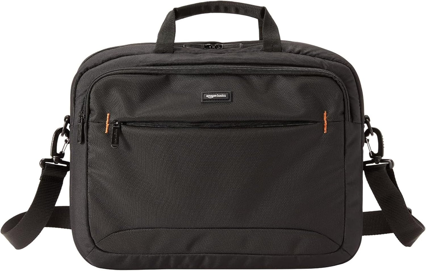 Amazon Basics 15.6 in Laptop Bag with Shoulder Strap and Handle, Large Capacity, Spacious Compartments, Black