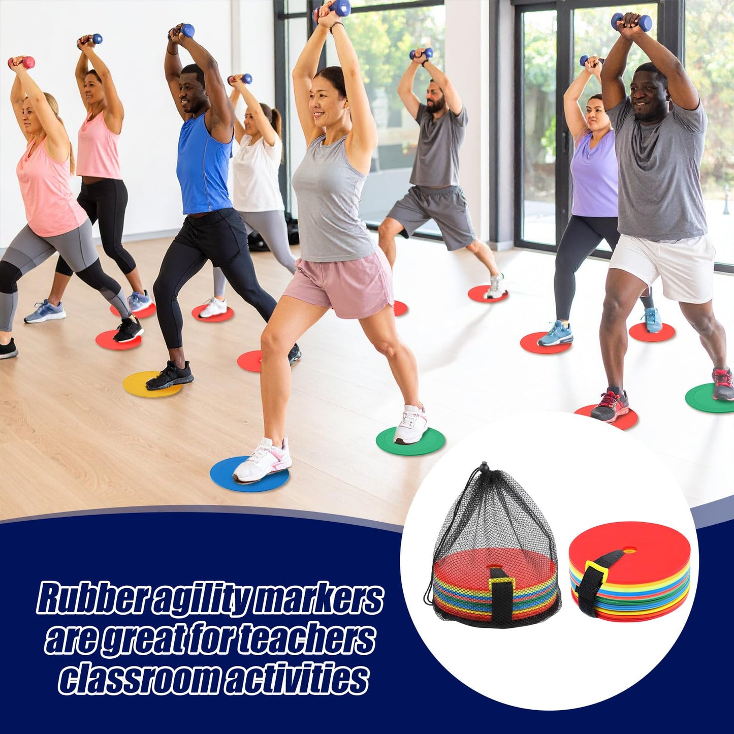 Caeuiciw 50 Pcs 6 inch Flat Cones Spot Markers Non-Skid Floor Hole Soccer Cones Field Court Spot Markers Flat Discs Soccer Training Equipment for Football Sports Speed Agility Practice