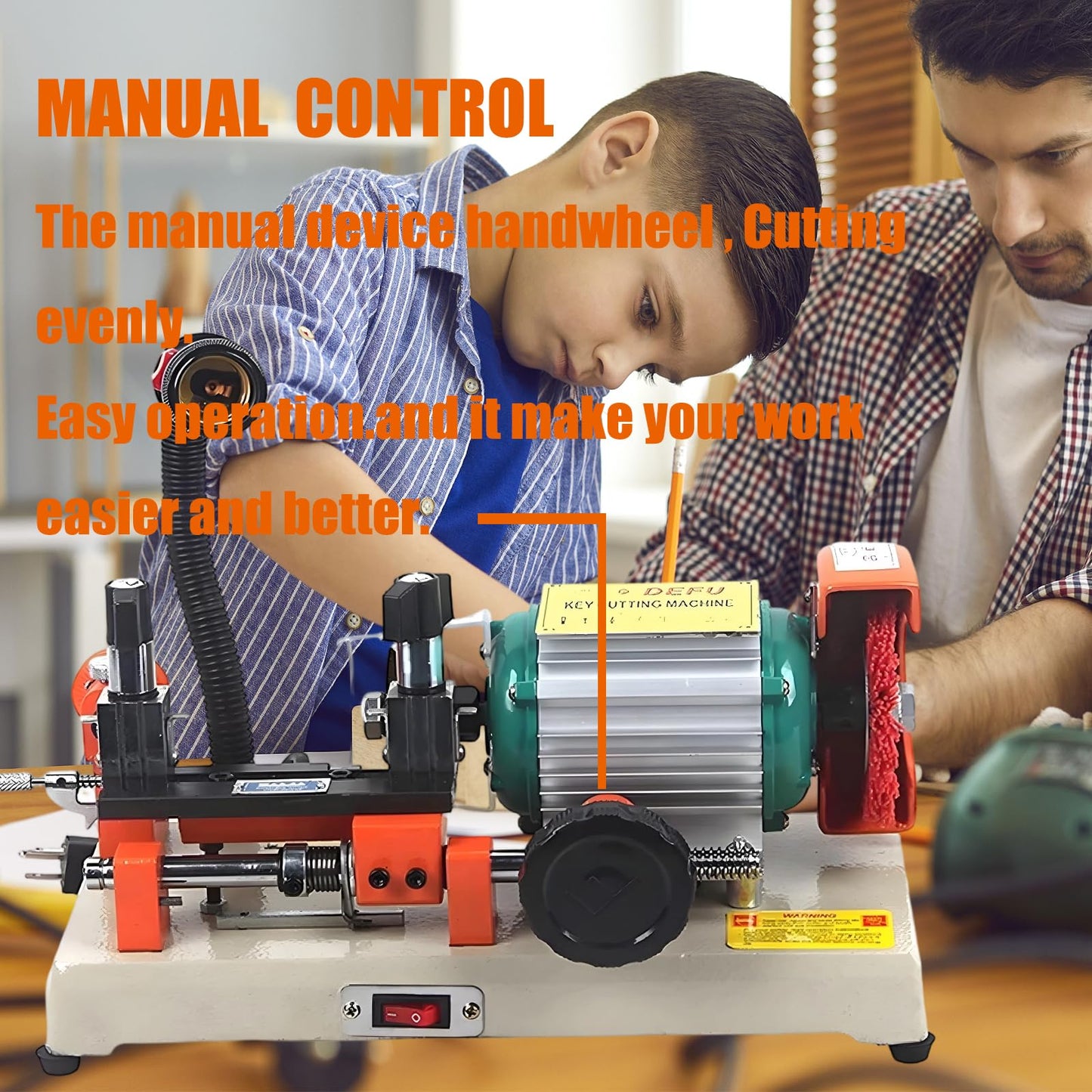 Cutting Machine, Horizontal Cutter Cutting Machine with Brush Cutter, Professional Commercial Keys Cut for Cutting Metal Objects Hardware Stores