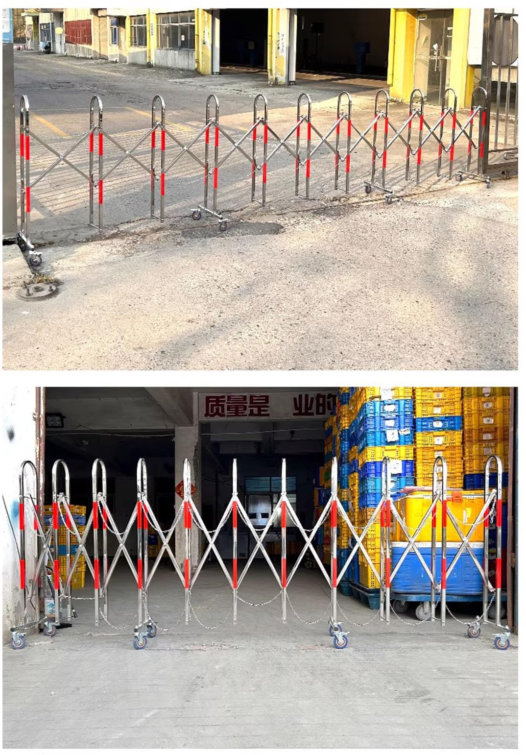 Industrial Expandable Barricade, Retractable Driveway Gate, Stainless Steel Folding Security Gate, Adjustable Traffic Fence for Construction Site, Traffic Control, Cordon, Elevator, Garage, H（1.2 M）